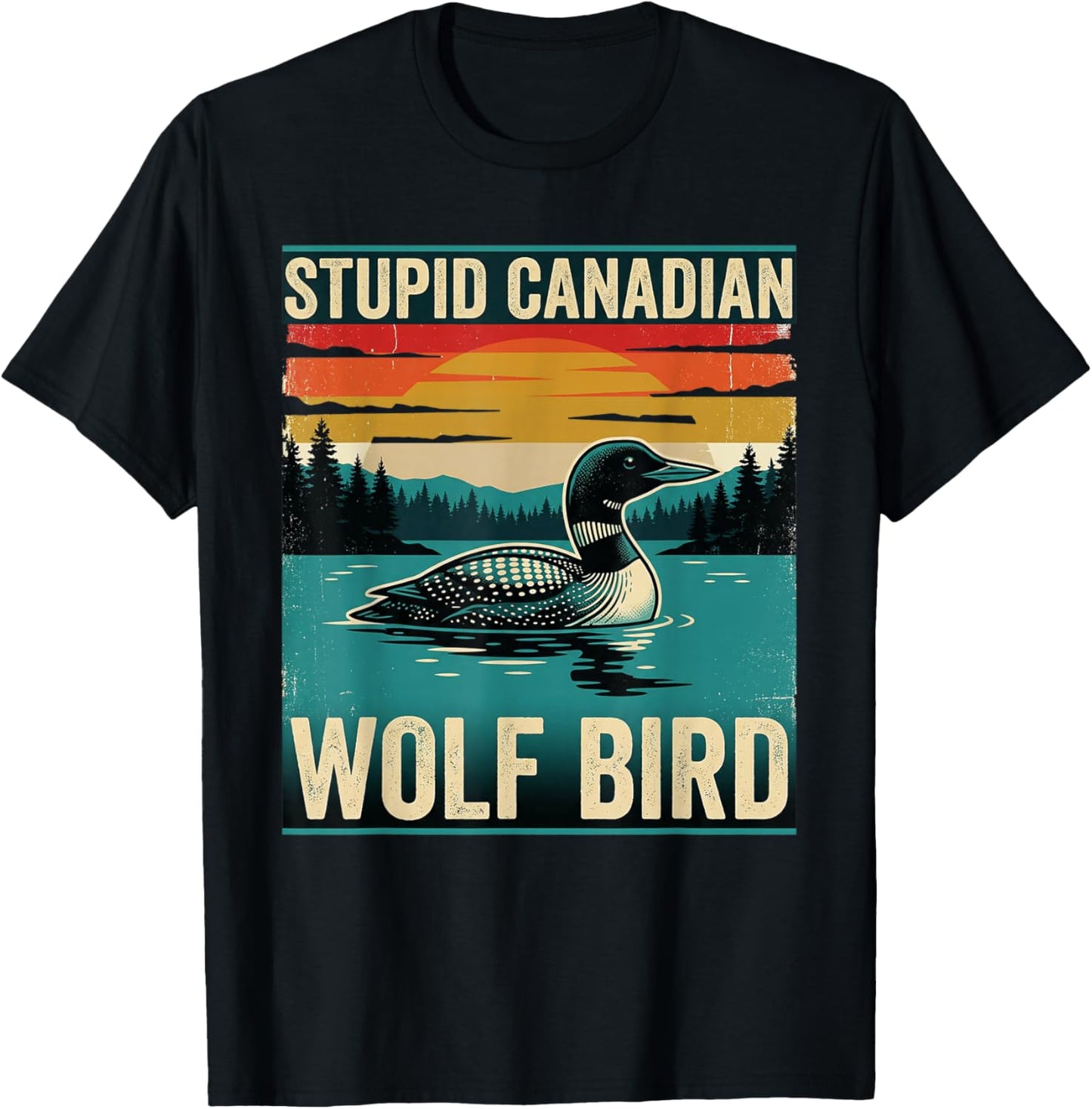 Hockey-Meme „Dummer Kanadischer Wolfsvogel“ mit beheiztem Lo T-Shirt - T-Shirt | Black