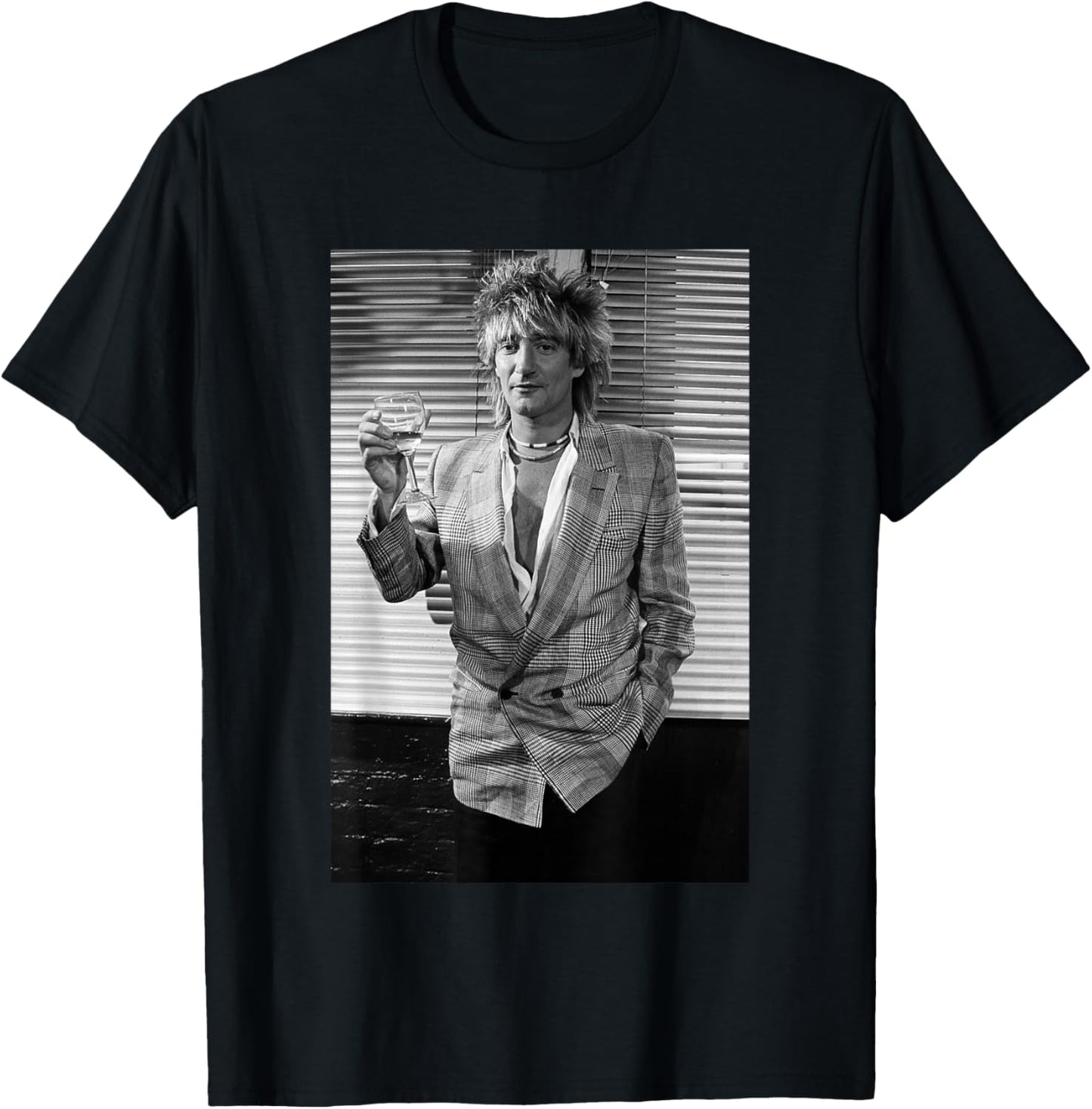 Rod Stewart in London Press for Body Wishes Tour 1983 T-Shirt - T-Shirt | Black
