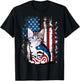Memorial Day Cat Funny Kitten 4th of July Patriotic Usa Flag T-Shirt - T-Shirt | Black