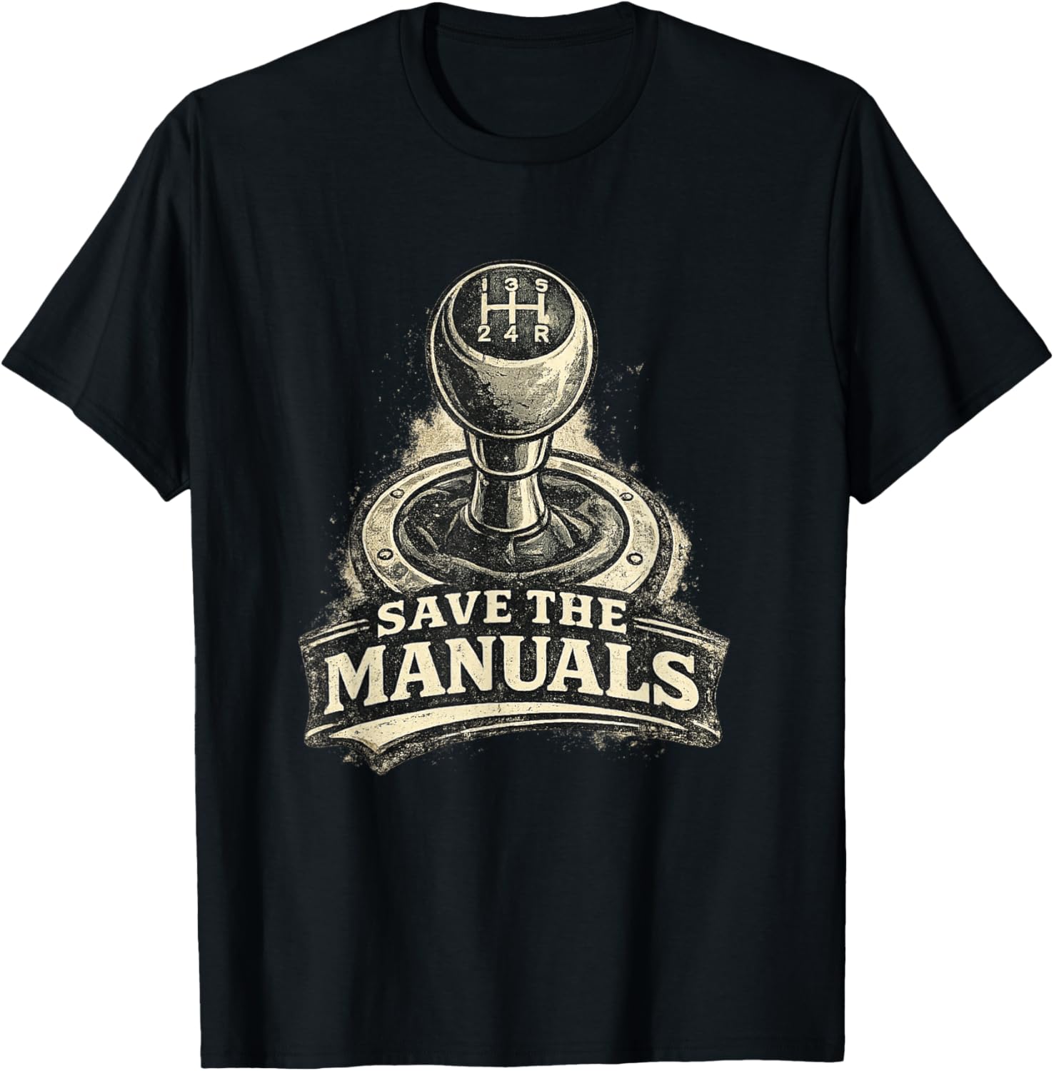 Manual Transmission Save The Manuals Stick Gear Shift Car T-Shirt - T-Shirt | Black