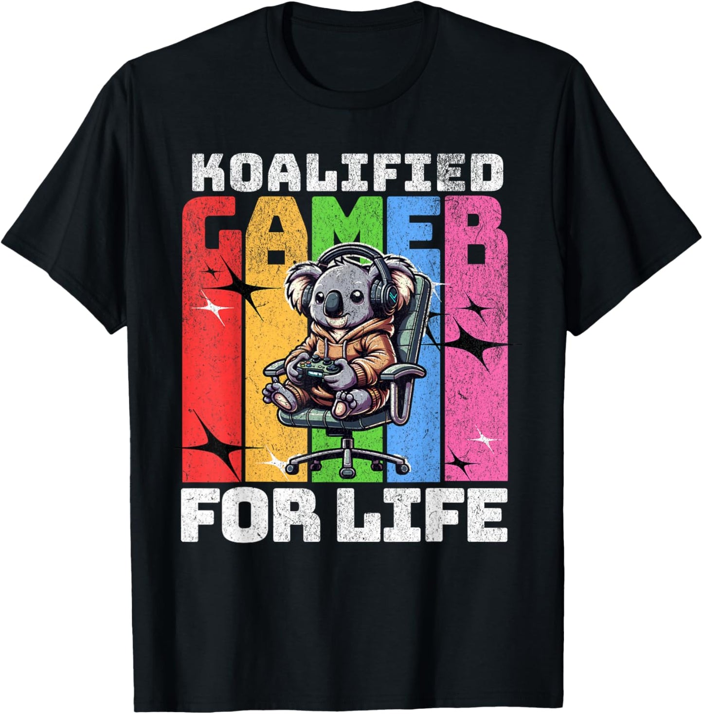 Koalified Gamer Koala Video Game Pun For Boys Kids Men T-Shirt - T-Shirt | Black