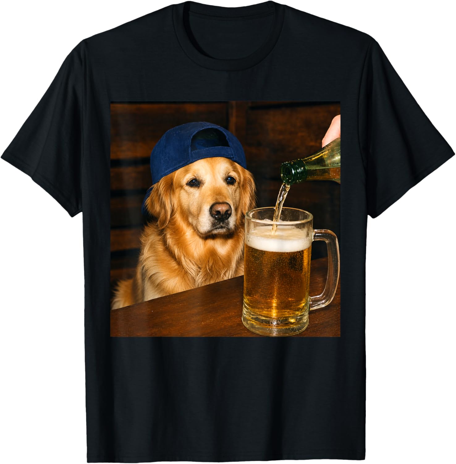 Funny Golden Retriever Drinking Beer Dog Meme Humor T-Shirt - T-Shirt | Black