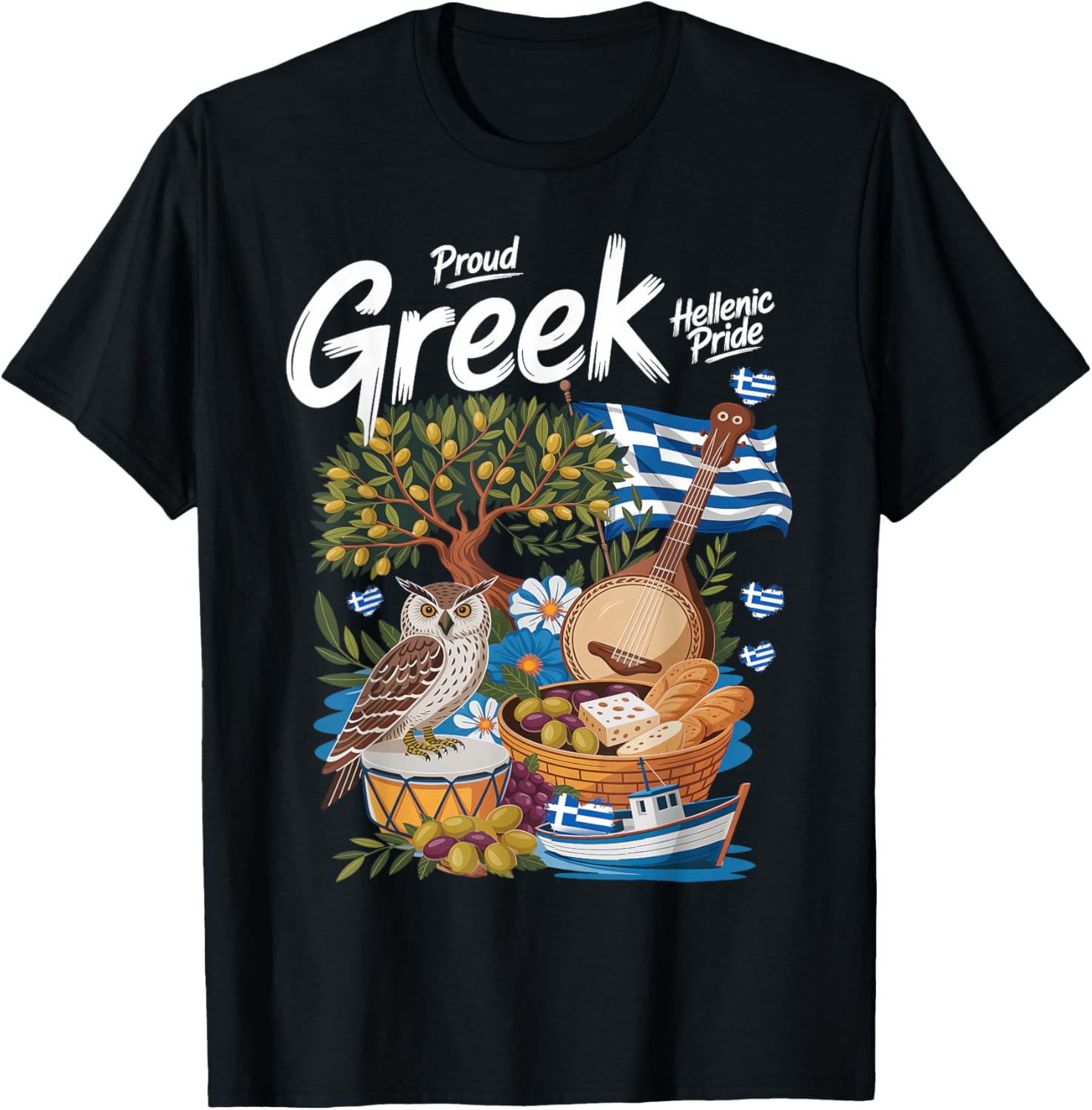 Greek Flag Outfit Idea for Kids with Hellenic Greece Roots T-Shirt - T-Shirt | Black