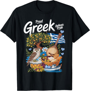 Greek Flag Outfit Idea for Kids with Hellenic Greece Roots T-Shirt - T-Shirt | Black