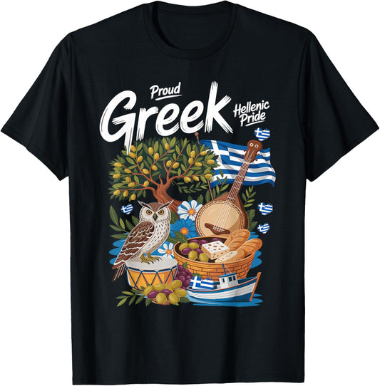 Greek Flag Outfit Idea for Kids with Hellenic Greece Roots T-Shirt - T-Shirt | Black