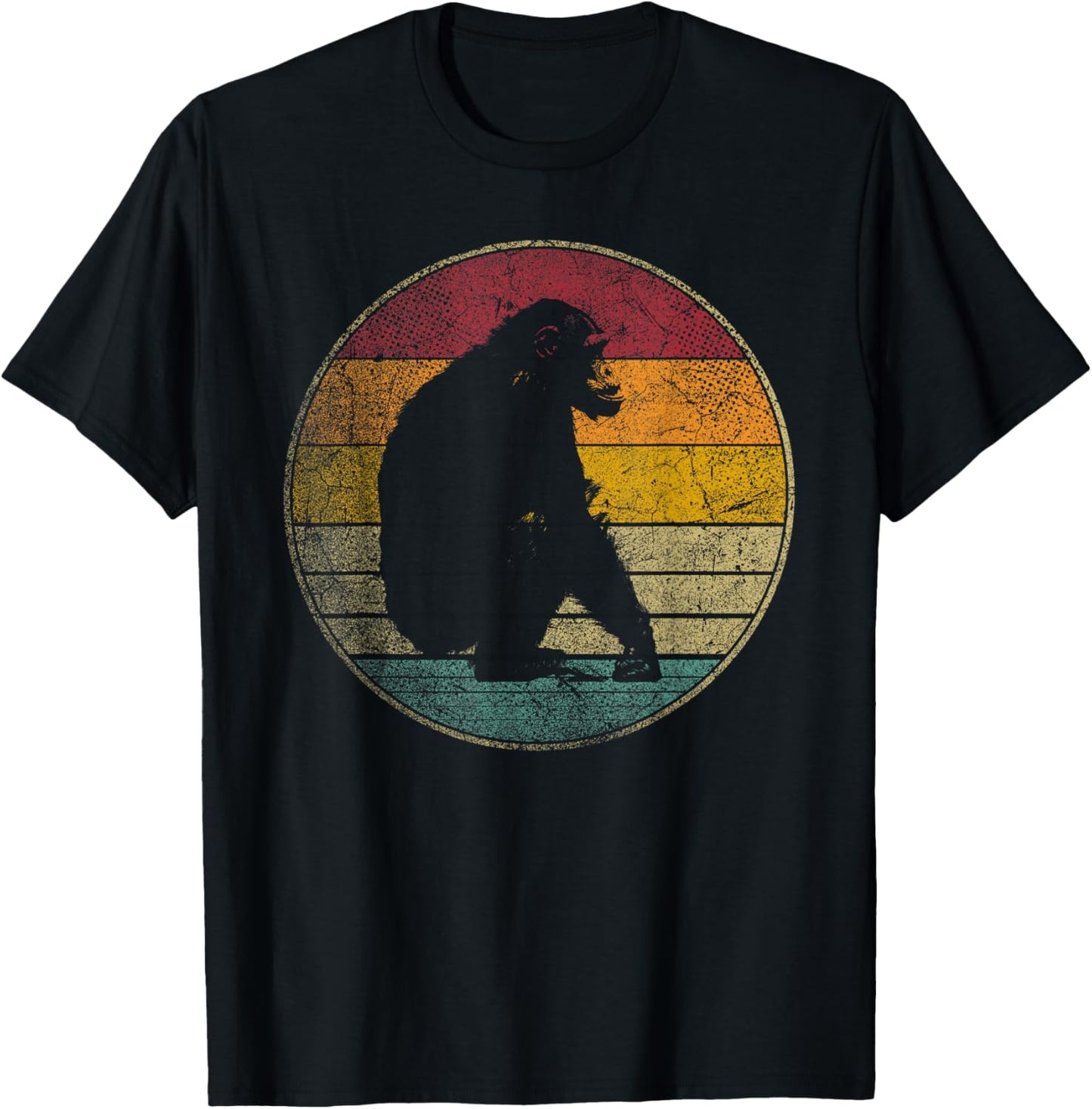 Chimpanzee Chimp Vintage Funny Retro Style 70s 80s Men Women T-Shirt - T-Shirt | Black