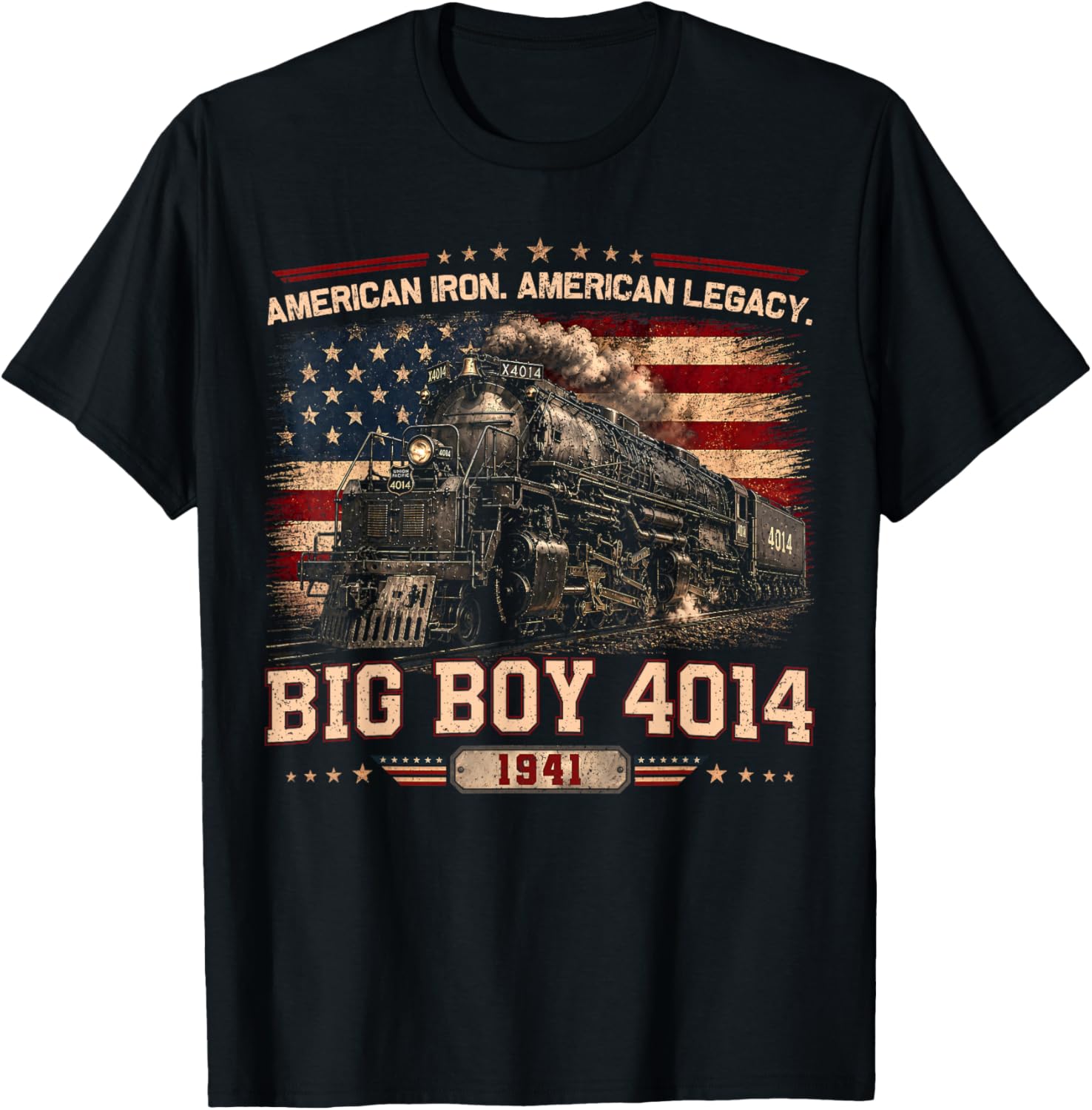 Big Boy 4014 Vintage Steam Locomotive Railroad Train Engine T-Shirt - T-Shirt | Black
