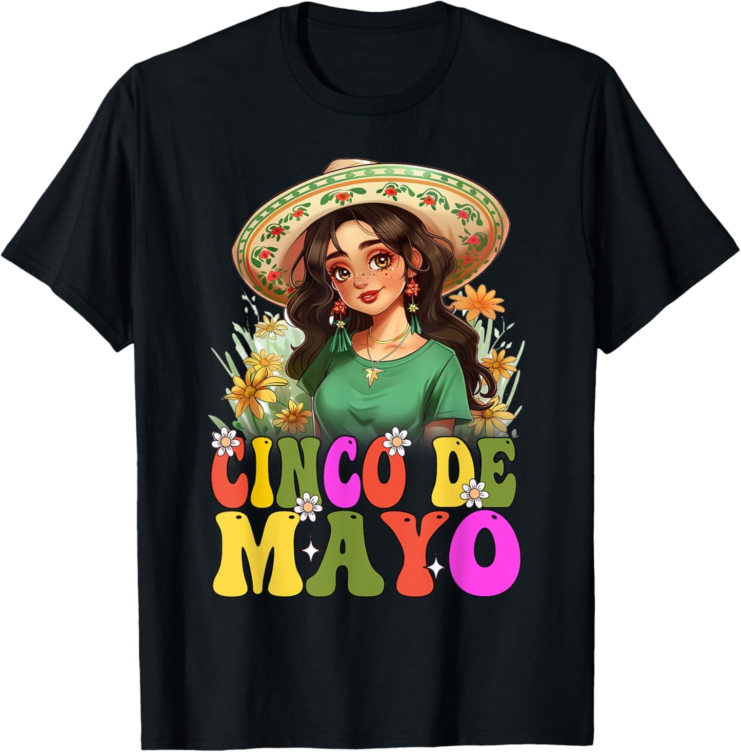 Otaku Girl Cinco De Mayo Mexican Fiesta 5 De Mayo Anime Girl T-Shirt - T-Shirt | Black