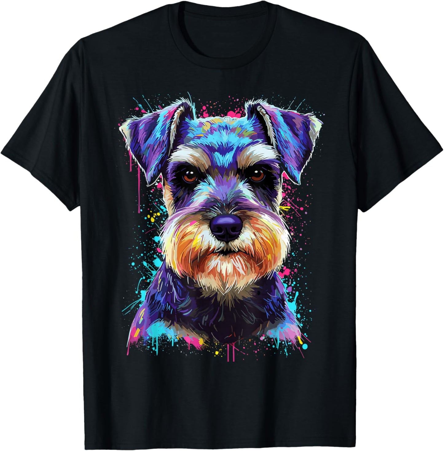 Schnauzer Splash Art Schnauzer Dog Lover T-Shirt - T-Shirt | Black