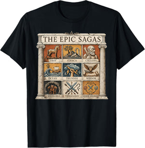 Greek Mythology Epic Sagas Odyssey Ithaca Thunder Retro T-Shirt - T-Shirt | Black