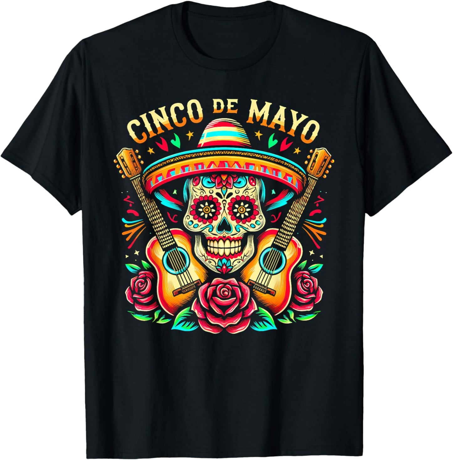 Mexican Skull Fiesta 5 De Mayo Cinco De Mayo Mem Women Kids T-Shirt - T-Shirt | Black