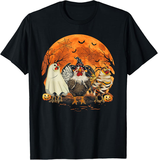 Funny Halloween Costume Farmers Spooky Chickens Witch T-Shirt - T-Shirt | Black