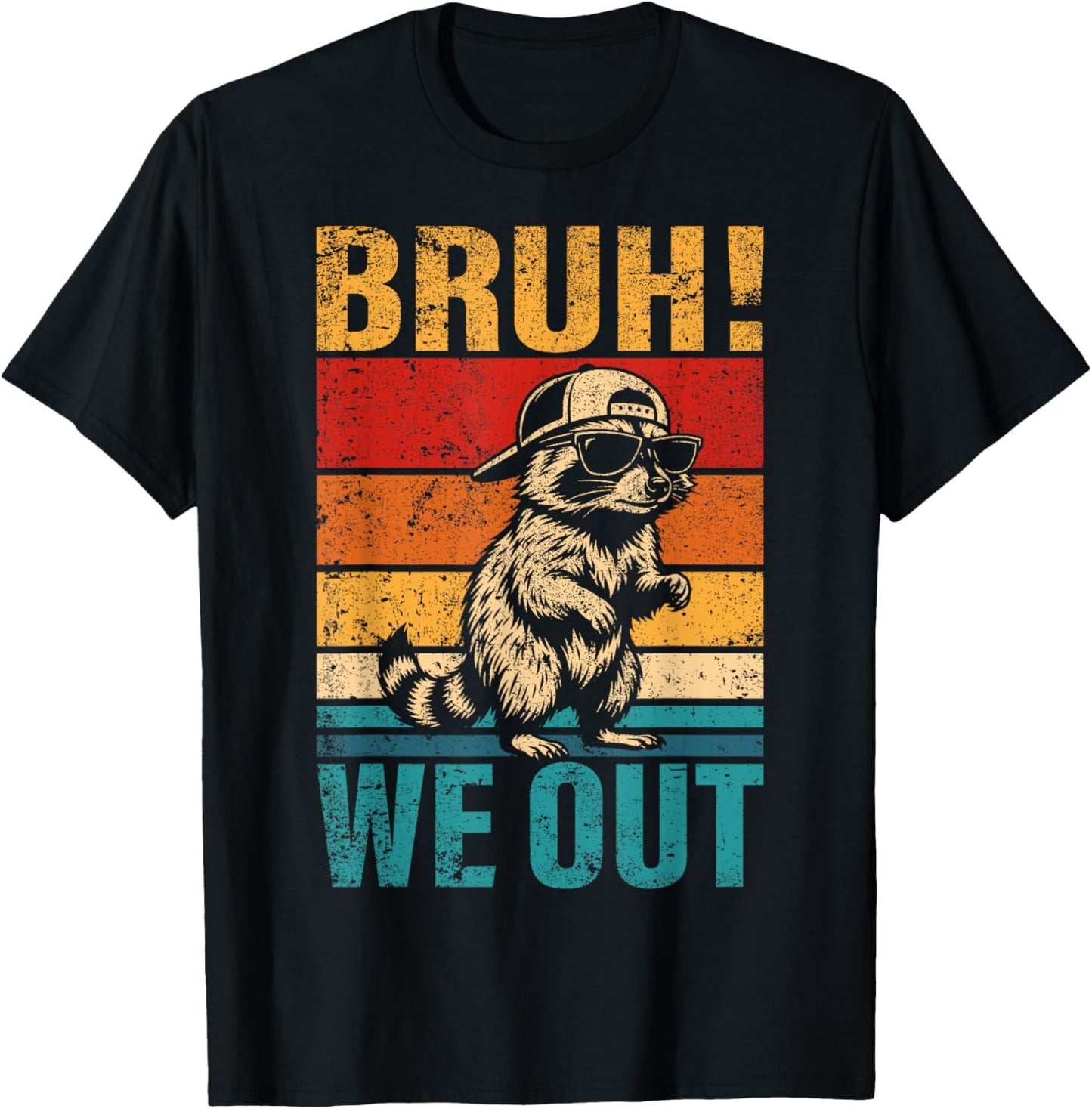 Last Day of School Raccoon Bruh We Out Student Squad T-Shirt - T-Shirt | Black