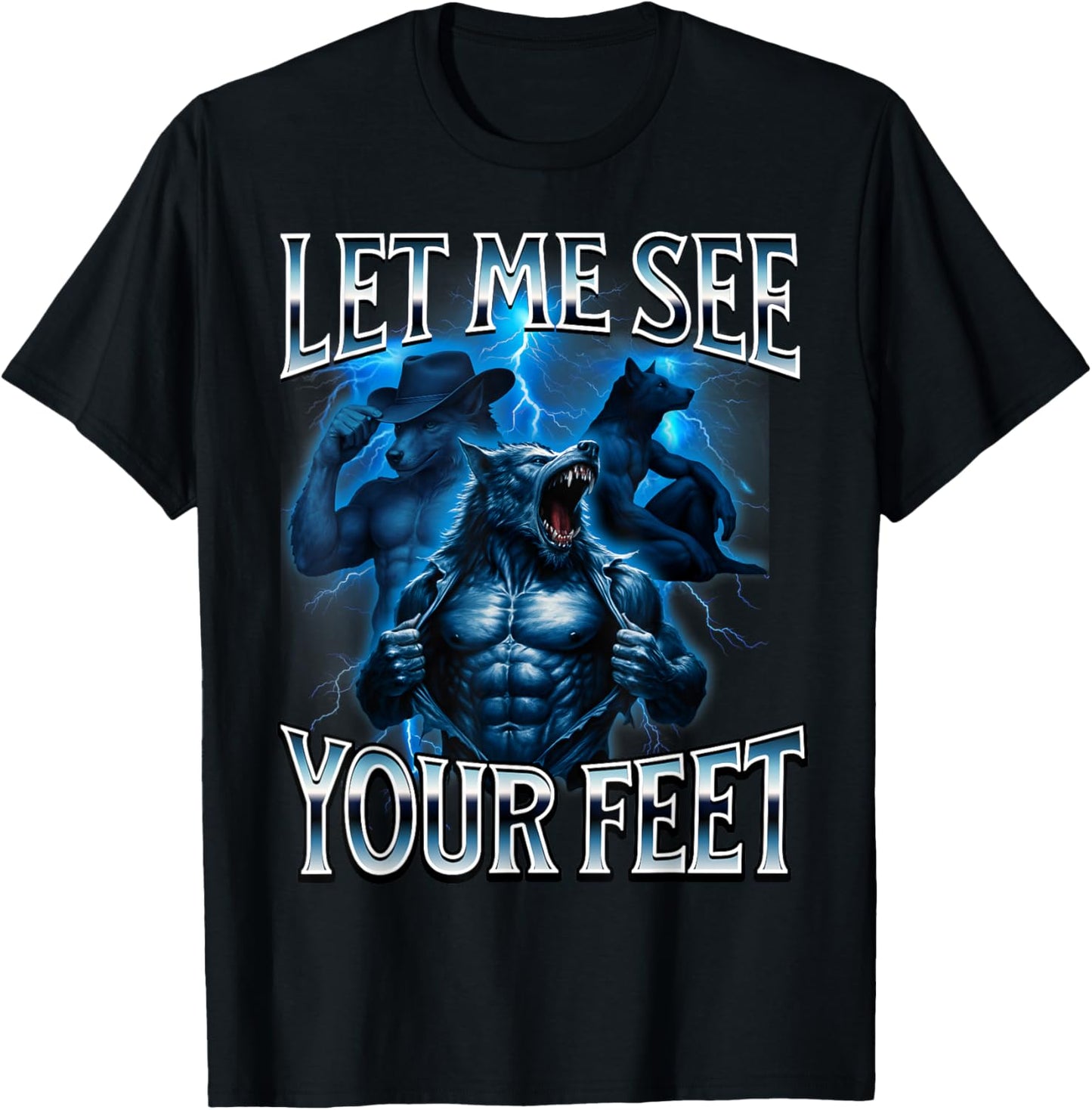 Cringe Alpha Wolf Let Me See Your Feet Weirdly T-Shirt - T-Shirt | Black