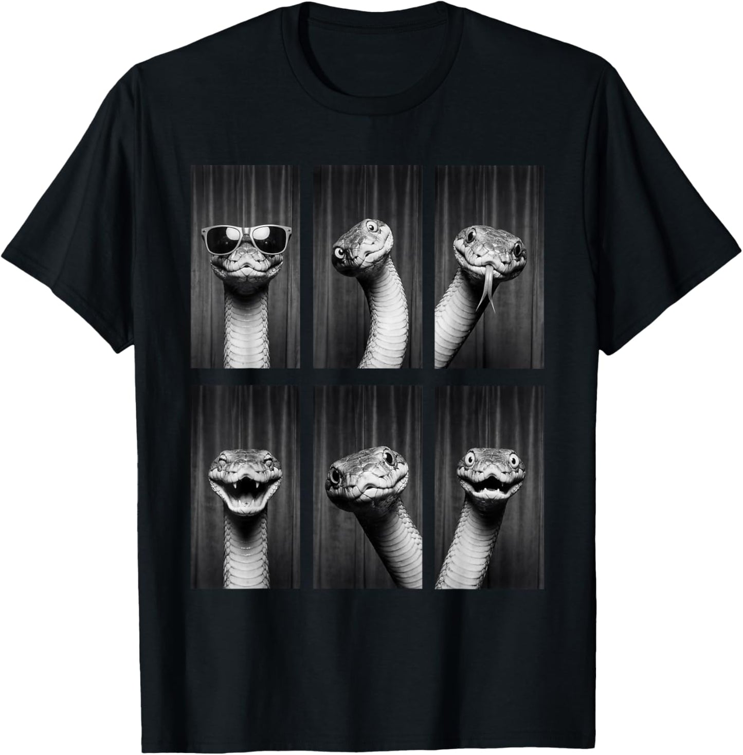 Snake Photobooth Reptile Funny Animal Portrait T-Shirt - T-Shirt | Black