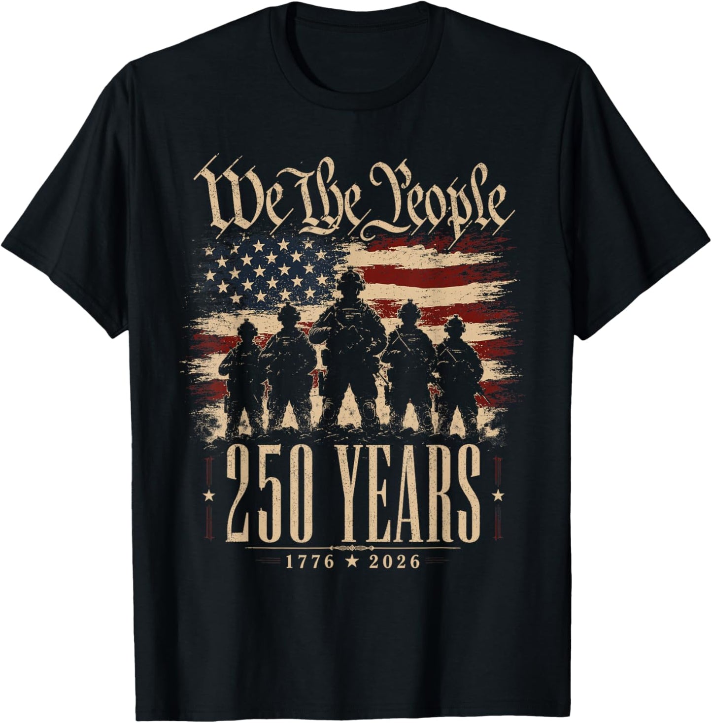 250 Years America Patriotic 4th of July 250 Anniversary USA T-Shirt - T-Shirt | Black
