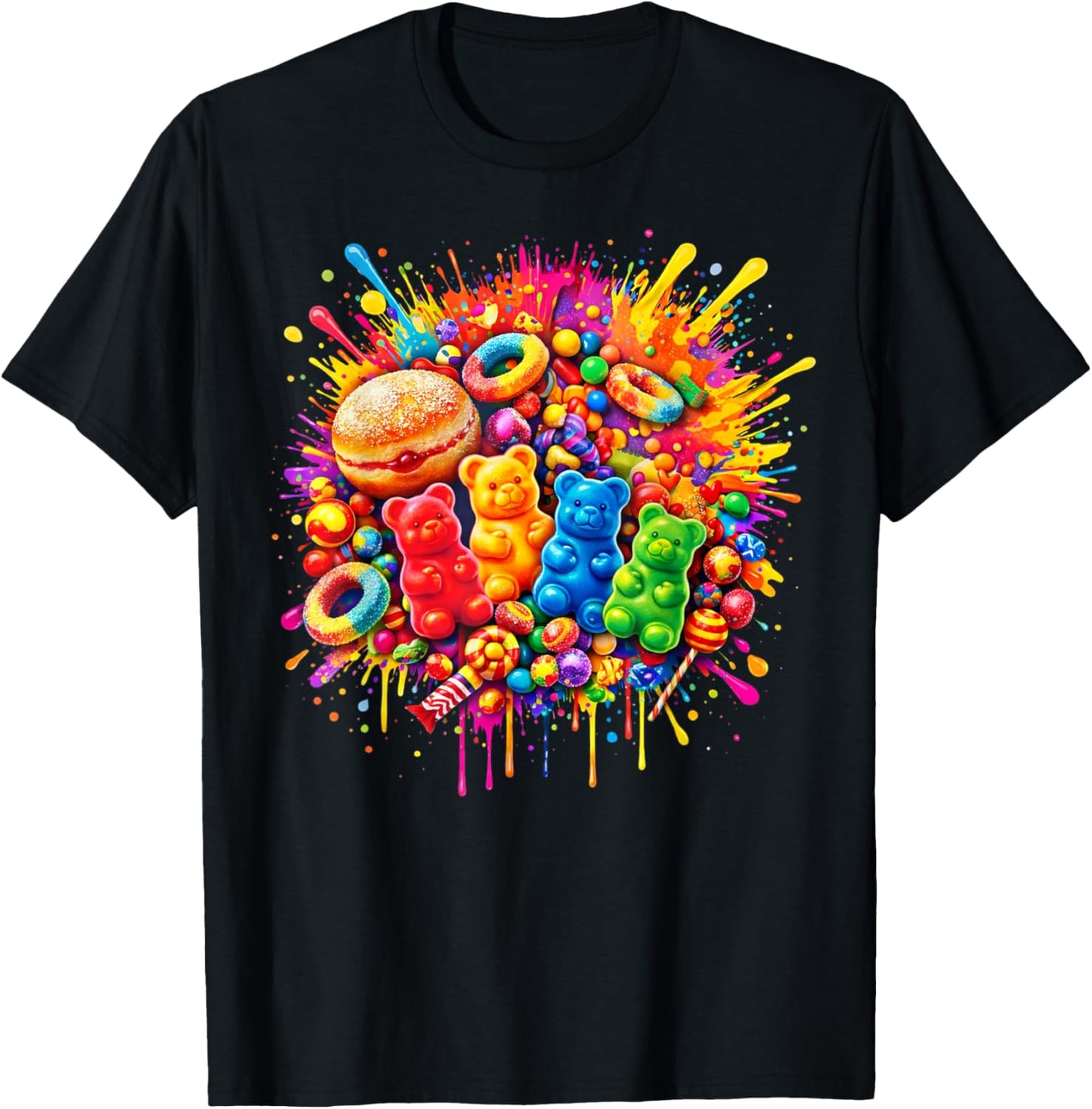 Colourful Candy Lollipop Costume Women's Sweets Carnival T-Shirt - T-Shirt | Black