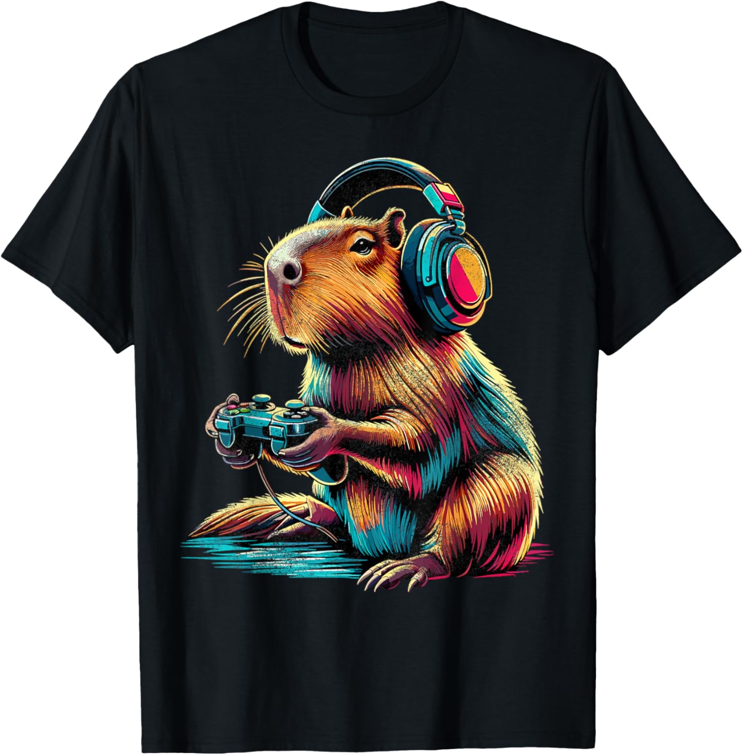 Capybara Funny Video Games Capybara T-Shirt - T-Shirt | Black