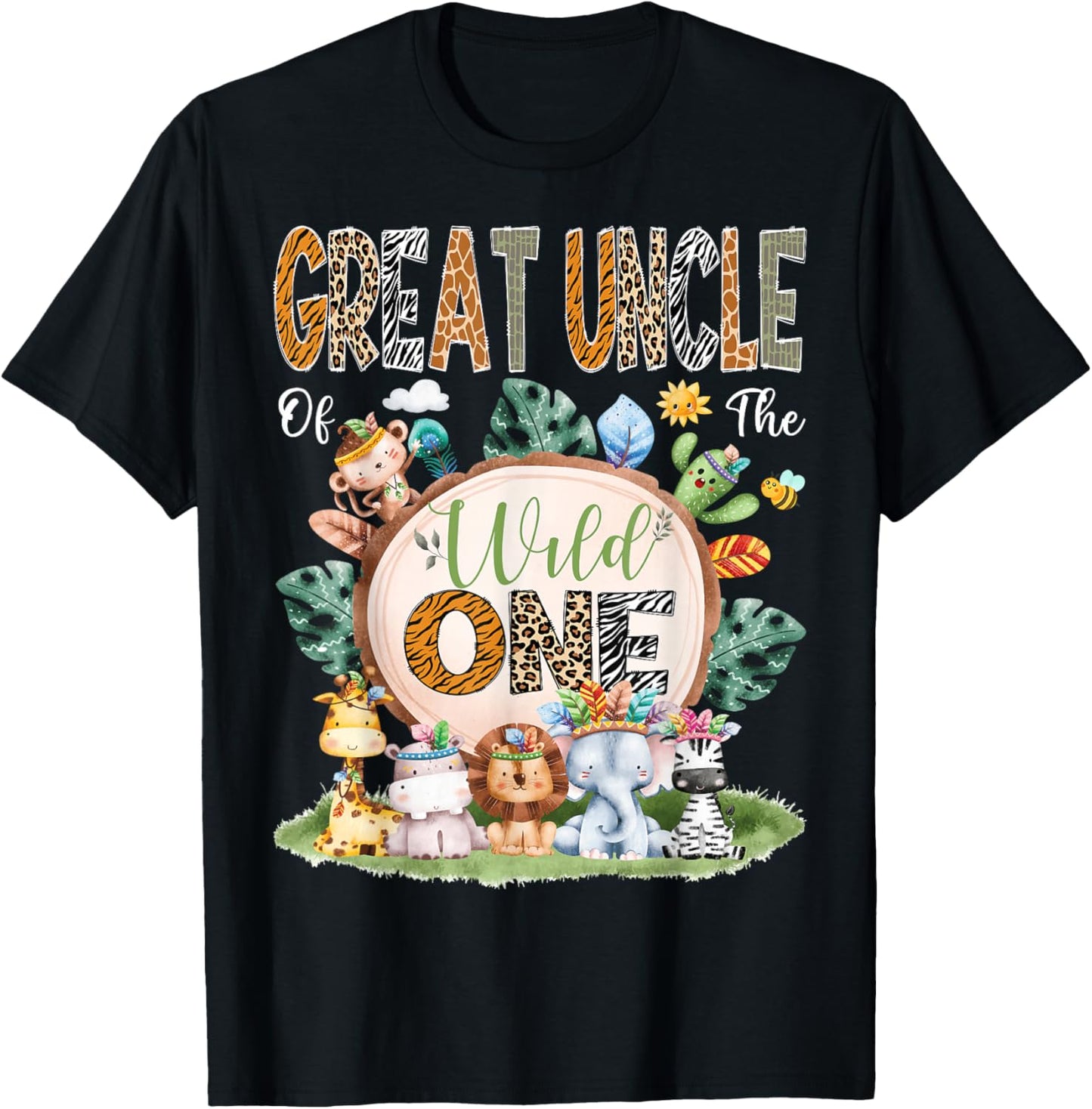 Great Uncle Of The Wild One Safari Tribal Jungle 1St Bday T-Shirt - T-Shirt | Black