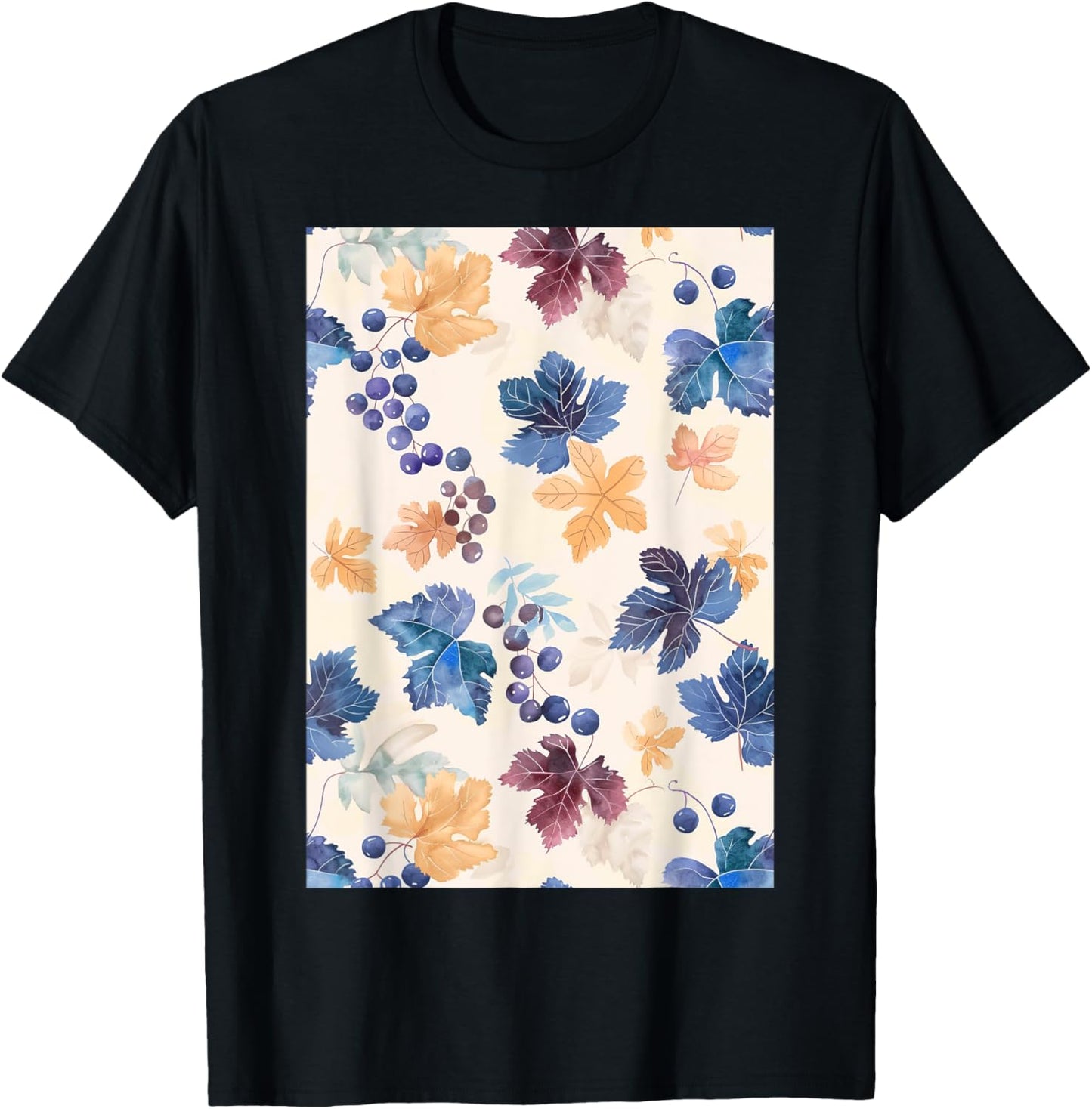 Vintage Pattern Art Grape T-Shirt - T-Shirt | Black