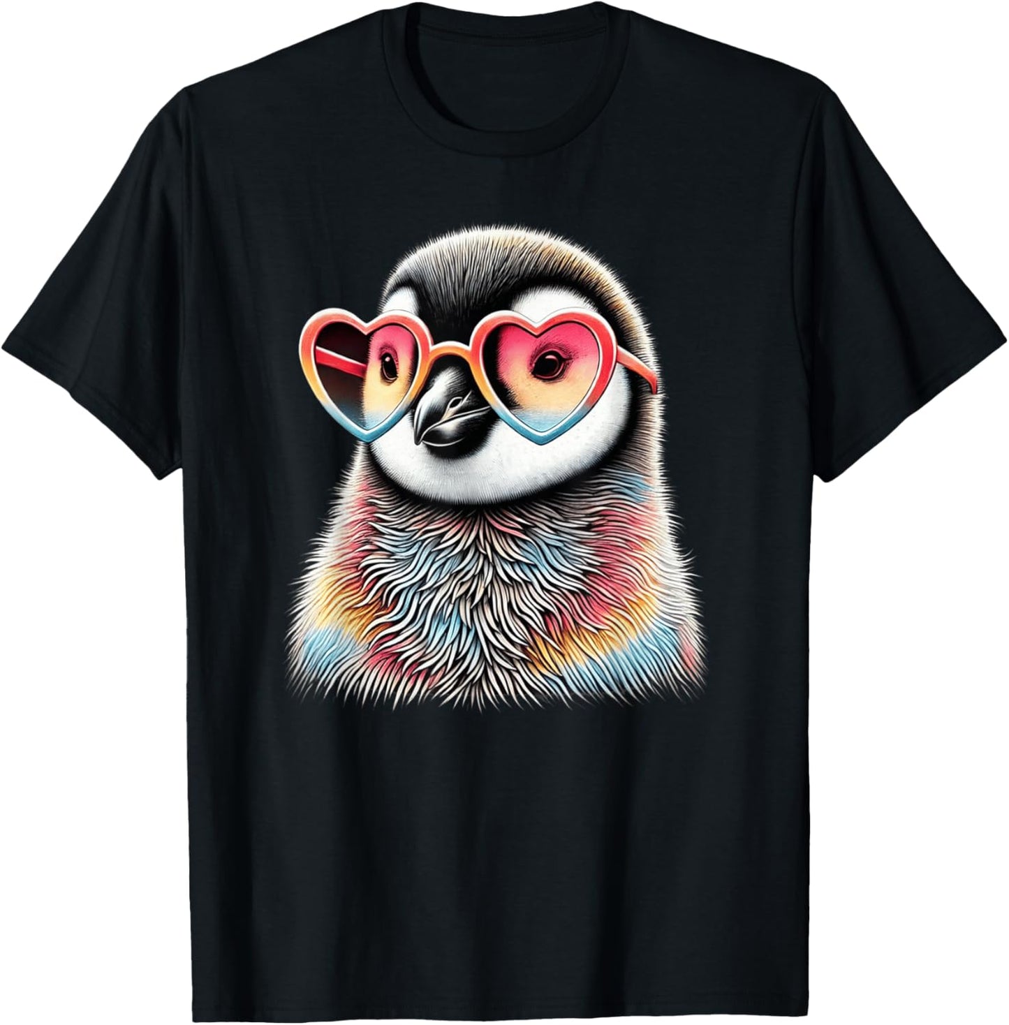 Cute Valentines Day Penguin Heart Sunglasses Boys Girls Kids T-Shirt - T-Shirt | Black