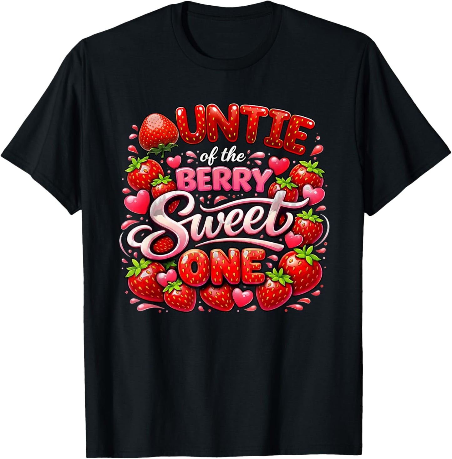 Aunt Auntie of The Berry Sweet One 1st Birthday Girl T-Shirt - T-Shirt | Black