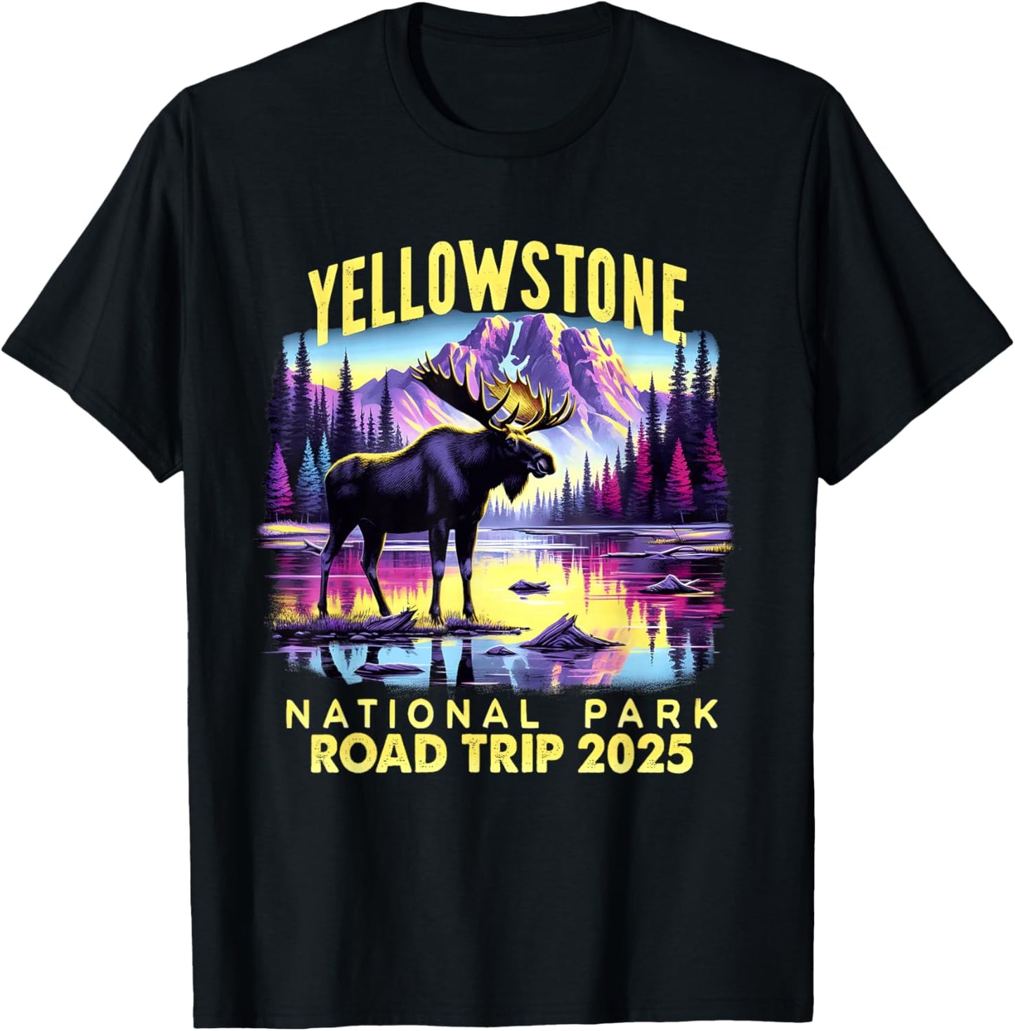 Yellowstone Road Trip 2025 Nature Adventure Souvenir Costume T-Shirt - T-Shirt | Black