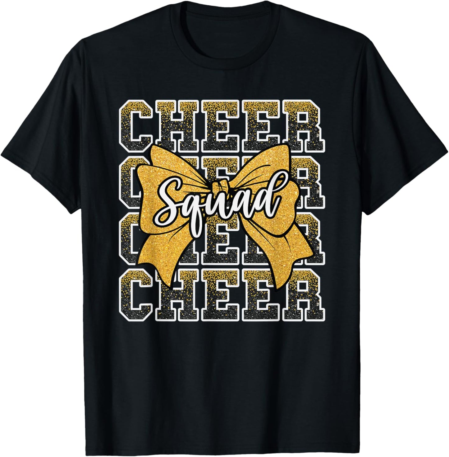 Yellow Cheer Squad Funny Sport Cheerleader Cheerleading Team T-Shirt - T-Shirt | Black