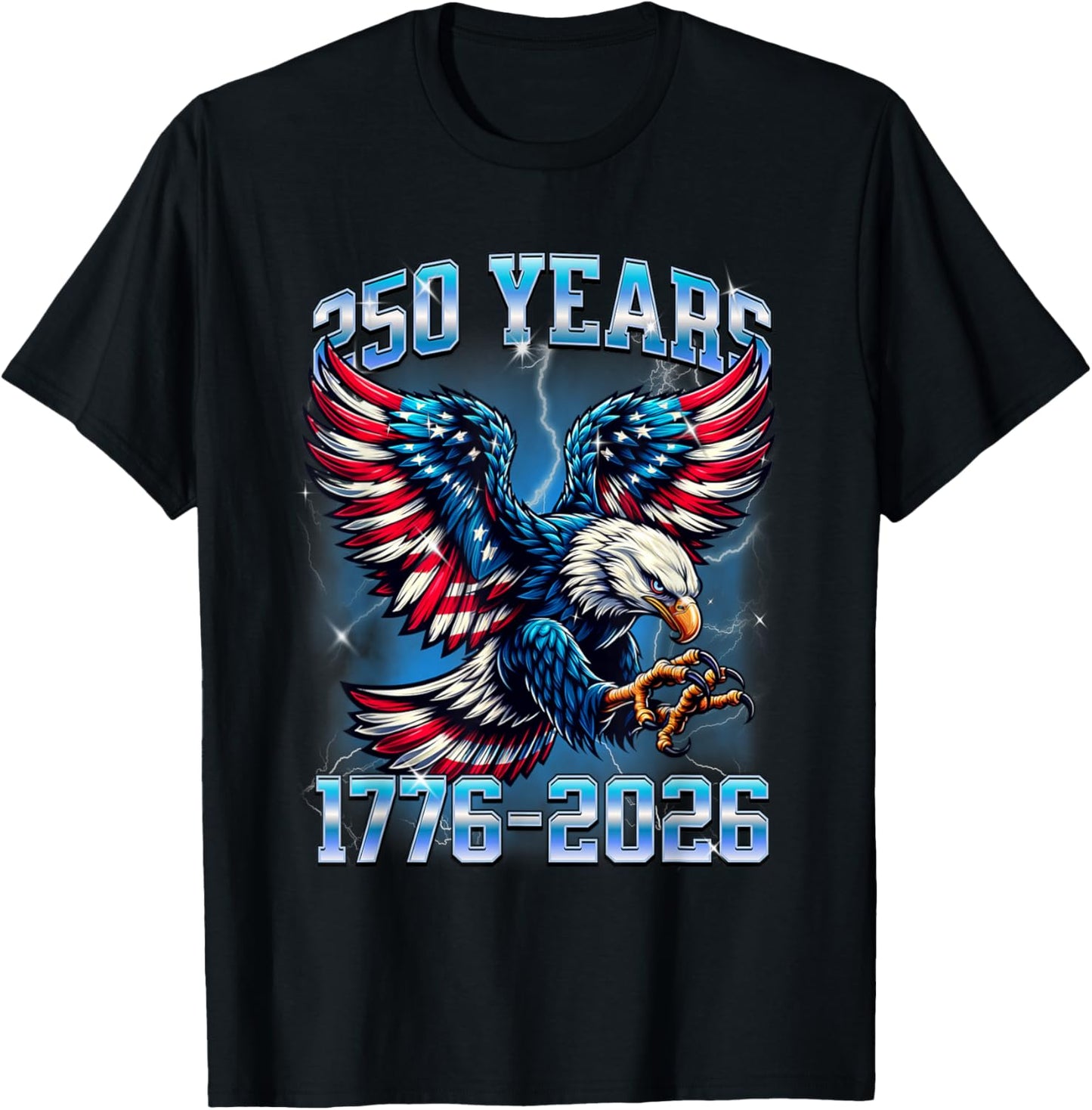 Flag Vintage 250 Years American 1776 2026 250th USA Birthday T-Shirt - T-Shirt | Black