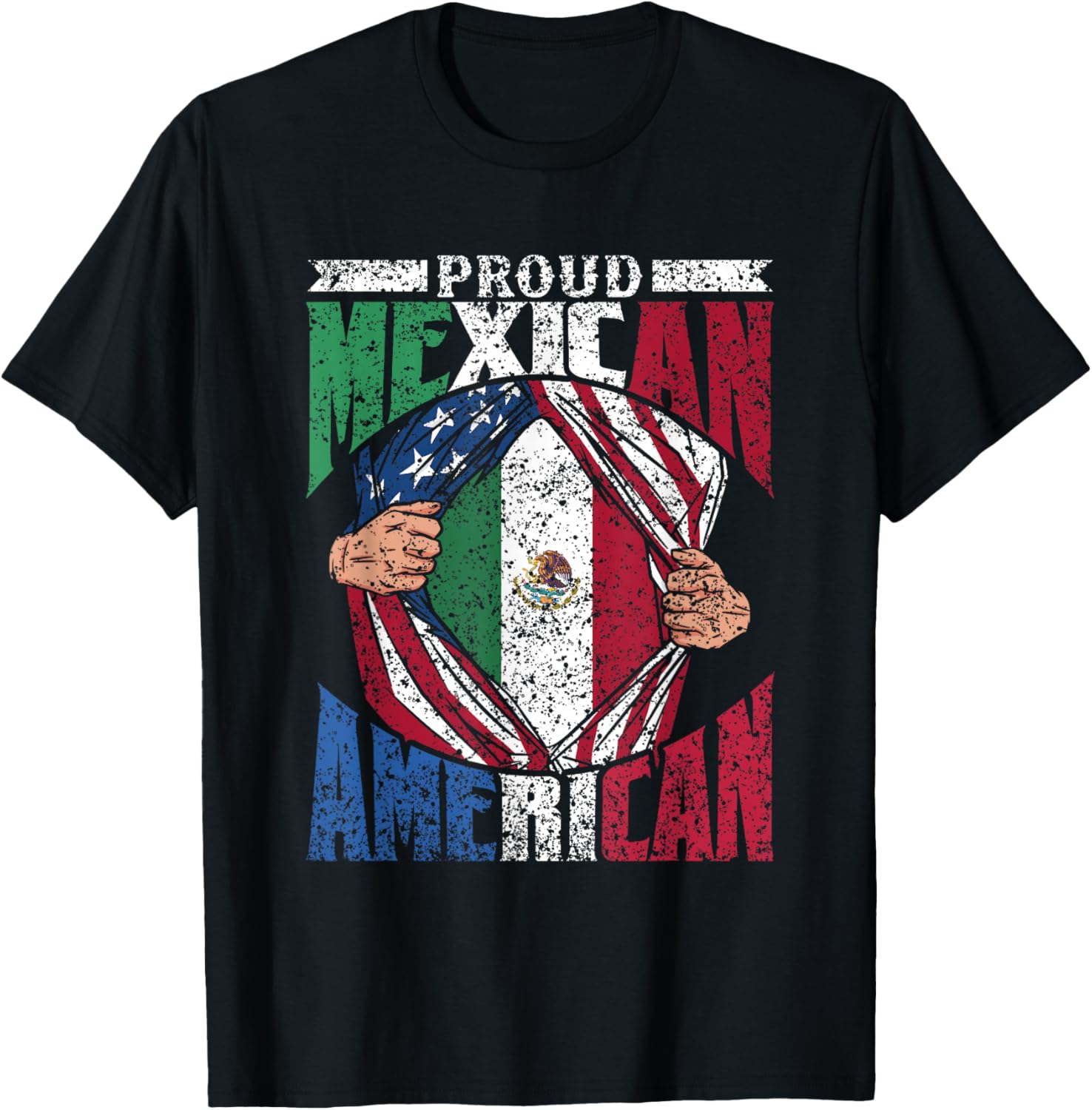 Proud Mexican American Us Mexican American T-Shirt - T-Shirt | Black