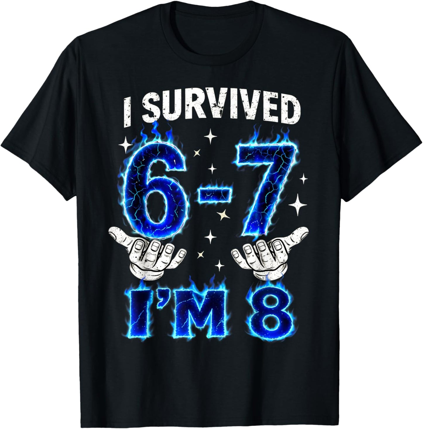 I Survived 6-7 I'm 8 Birthday Boys Six Seven Bruh Gifts Kids T-Shirt - T-Shirt | Black