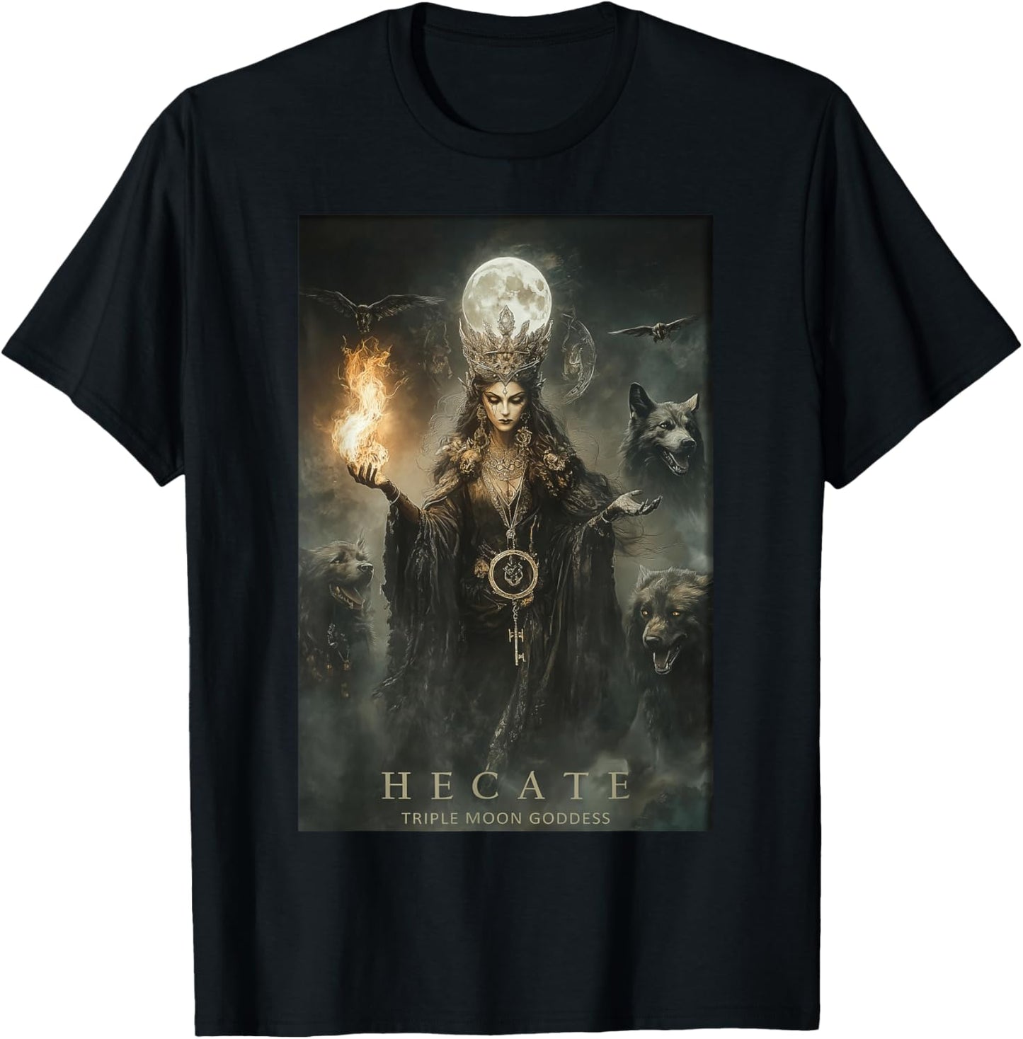 Hecate Goddess Pagan Witchy | Griechische Mythologie Dreifache Göttin T-Shirt - T-Shirt | Black