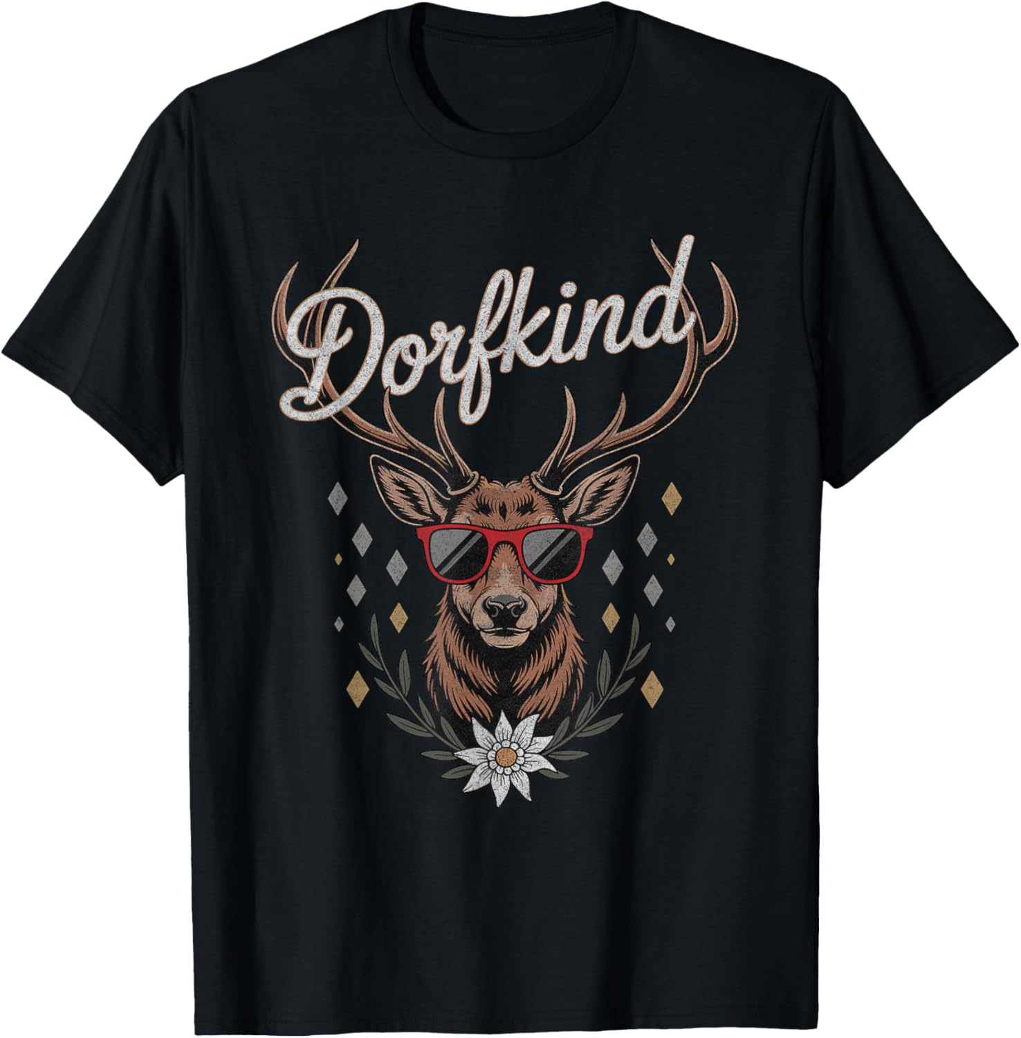 Dorfkind Children's with Deer HR Design , Women and Children T-Shirt - T-Shirt | Black