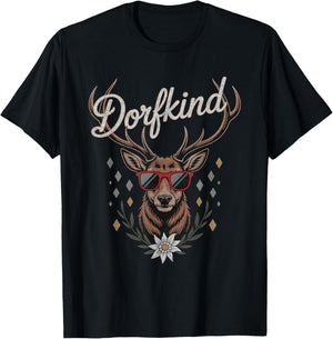 Dorfkind Children's with Deer HR Design , Women and Children T-Shirt - T-Shirt | Black