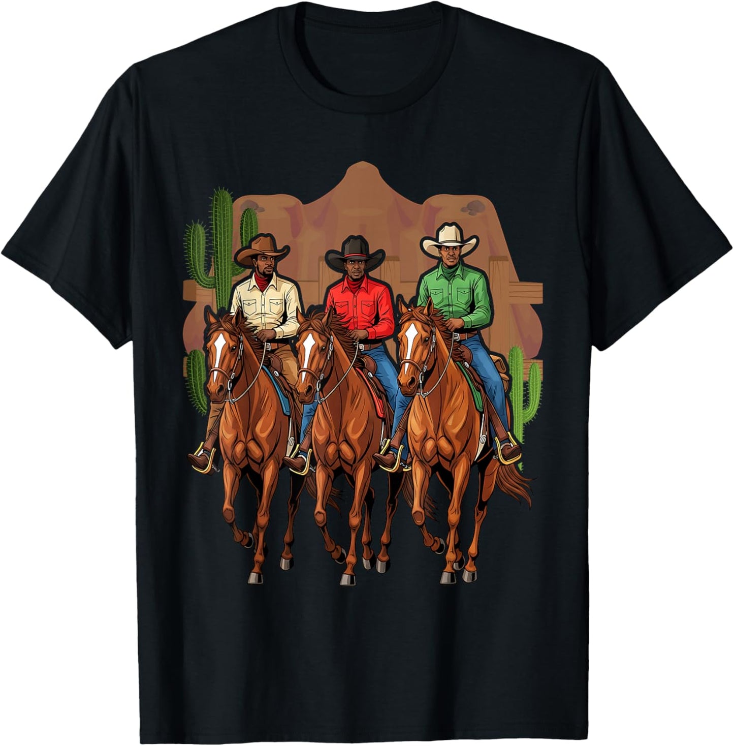 Black African American Cowboy Western Country Texas Rodeo T-Shirt - T-Shirt | Black
