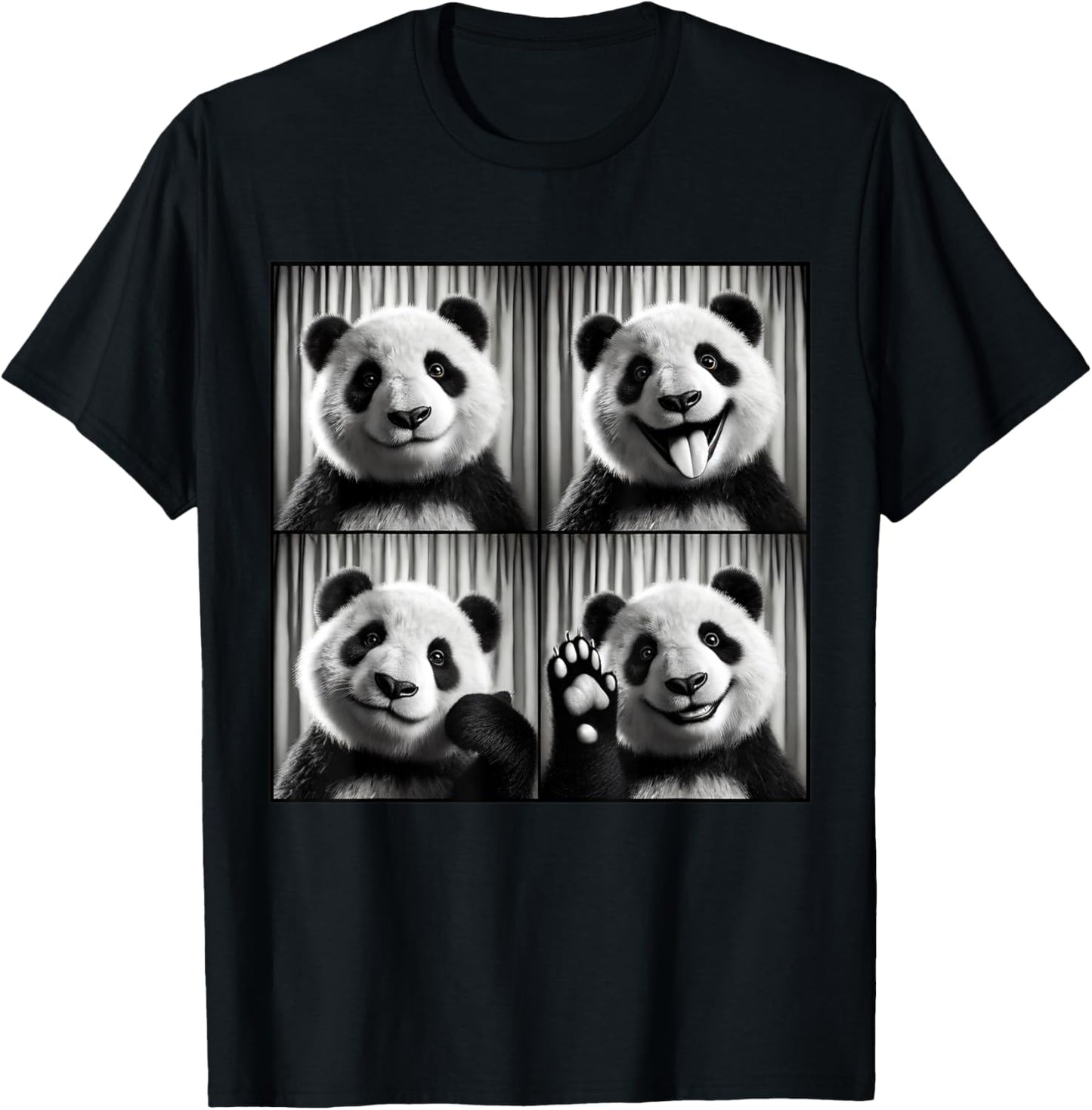 Cute Panda Selfie Photo Funny Photobooth Panda Lover T-Shirt - T-Shirt | Black