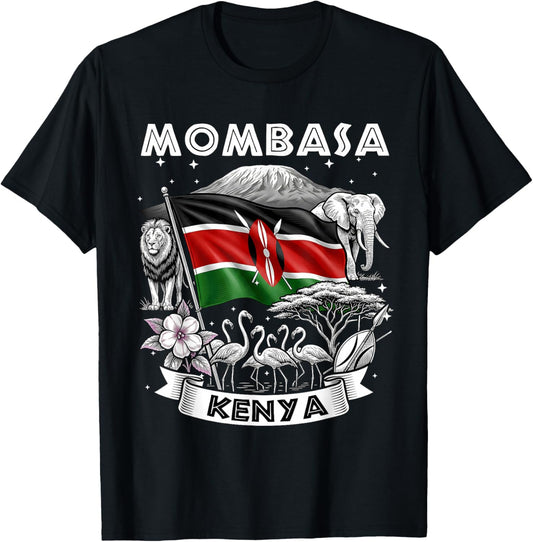 Mombasa Kenya African City Pride Graphic T-Shirt - T-Shirt | Black