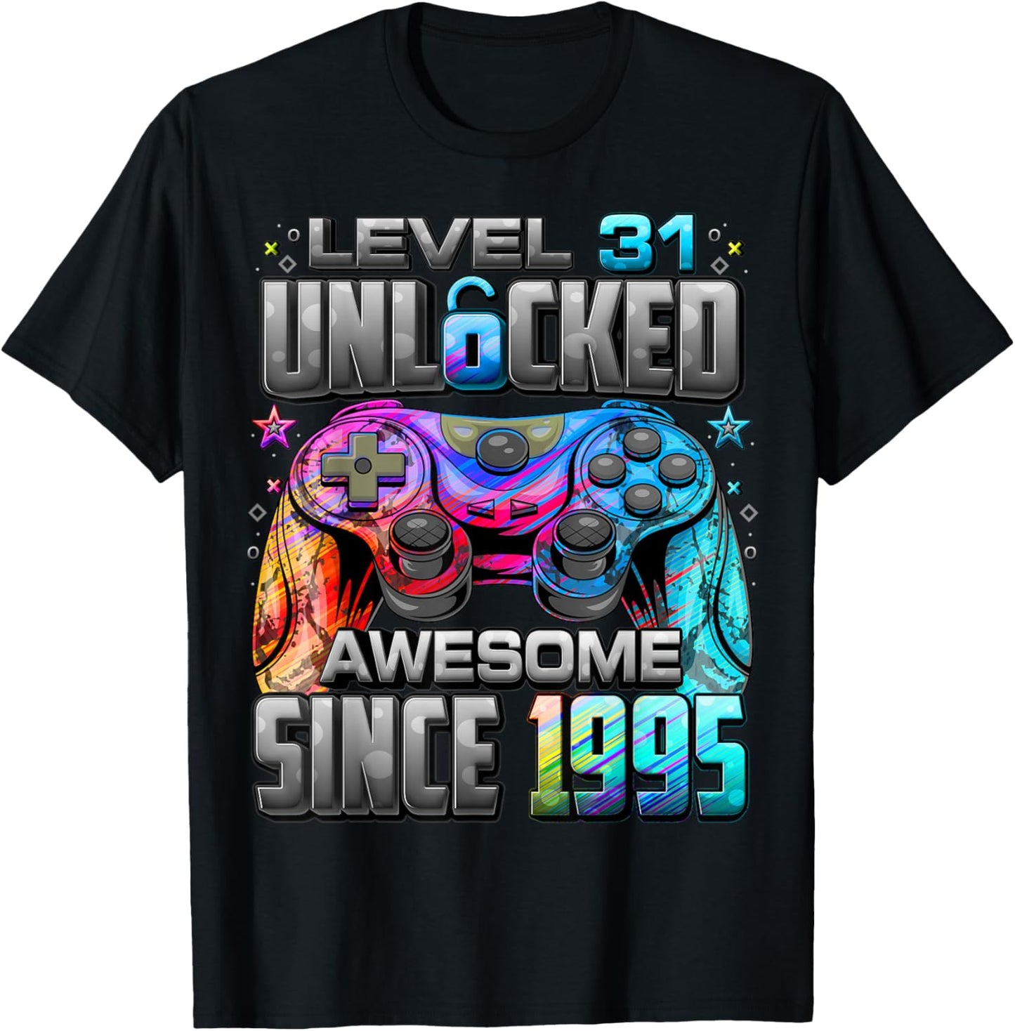 Level 31 Unlocked Awesome Since 1995 31st Birthday Gaming T-Shirt - T-Shirt | Black