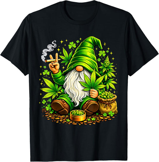 Irish GNOME Shamrock Clover St Patrick's Day Lucky Charm T-Shirt - T-Shirt | Black