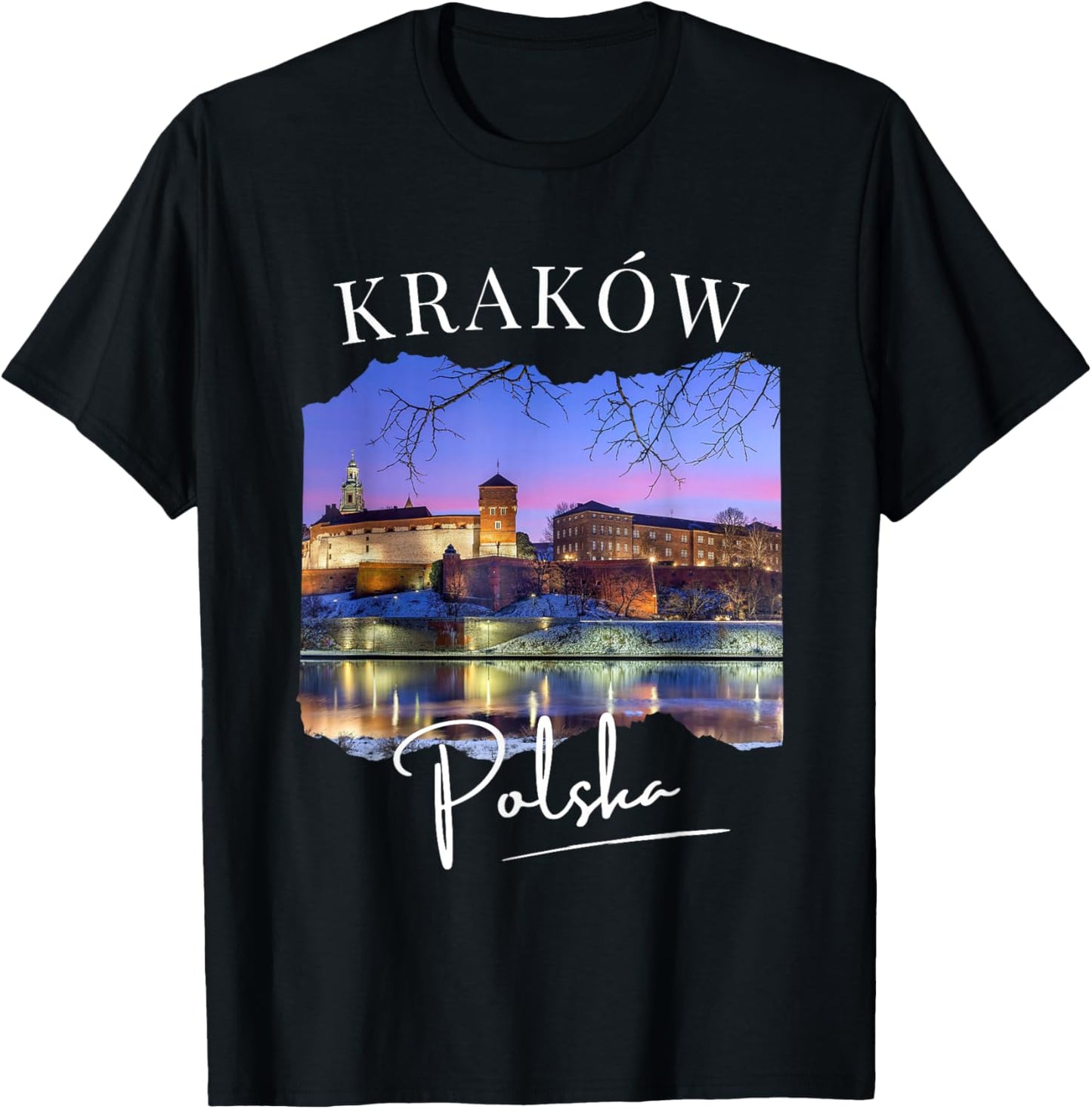 Belles Villes d'europe de l'est, Cracovie de Pologne de Nuit T-Shirt - T-Shirt | Black