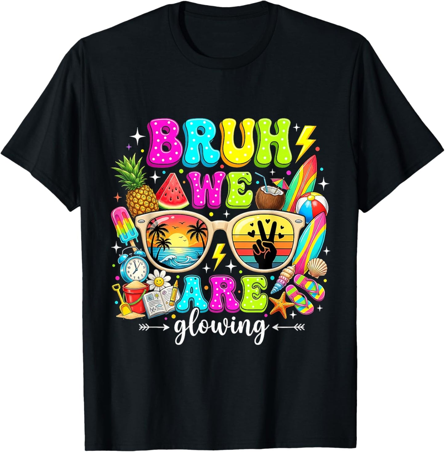Funny Last Day of School 90s Neon Aesthetic Student Summer T-Shirt - T-Shirt | Black