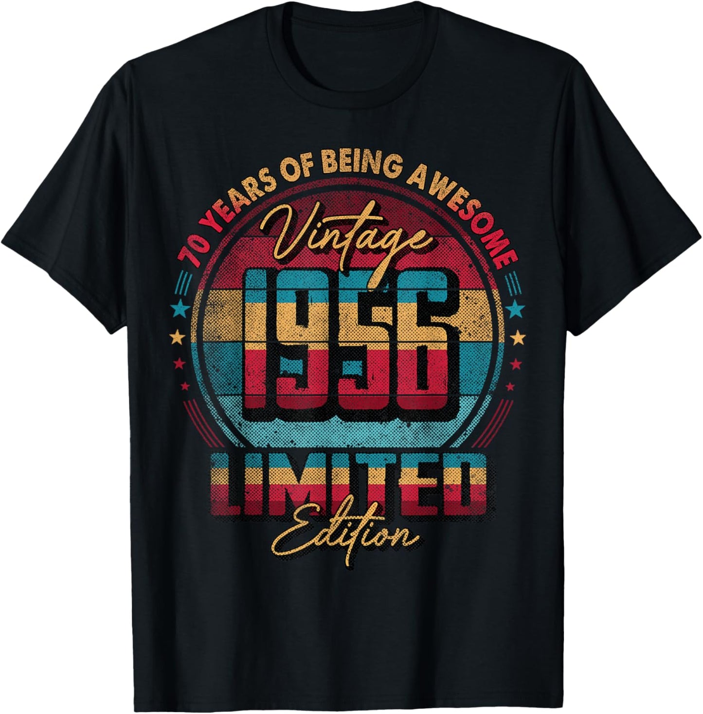 Vintage 1956 Limited Edition Shirt 70 Year Old 70th Birthday T-Shirt - T-Shirt | Black