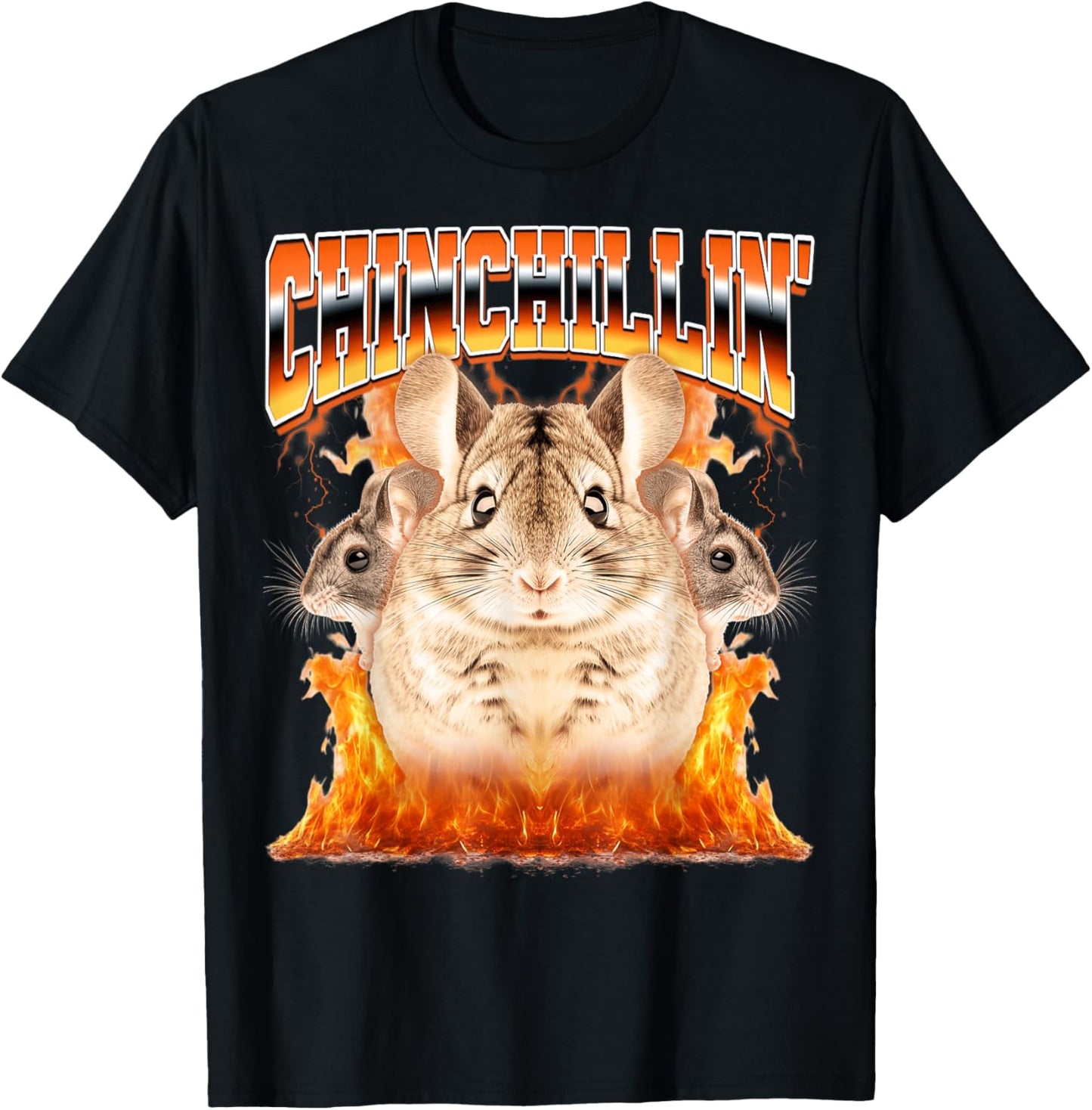 Chinchillin' Chinchilla Pet Chinchilla Lover 90s Bootleg T-Shirt - T-Shirt | Black