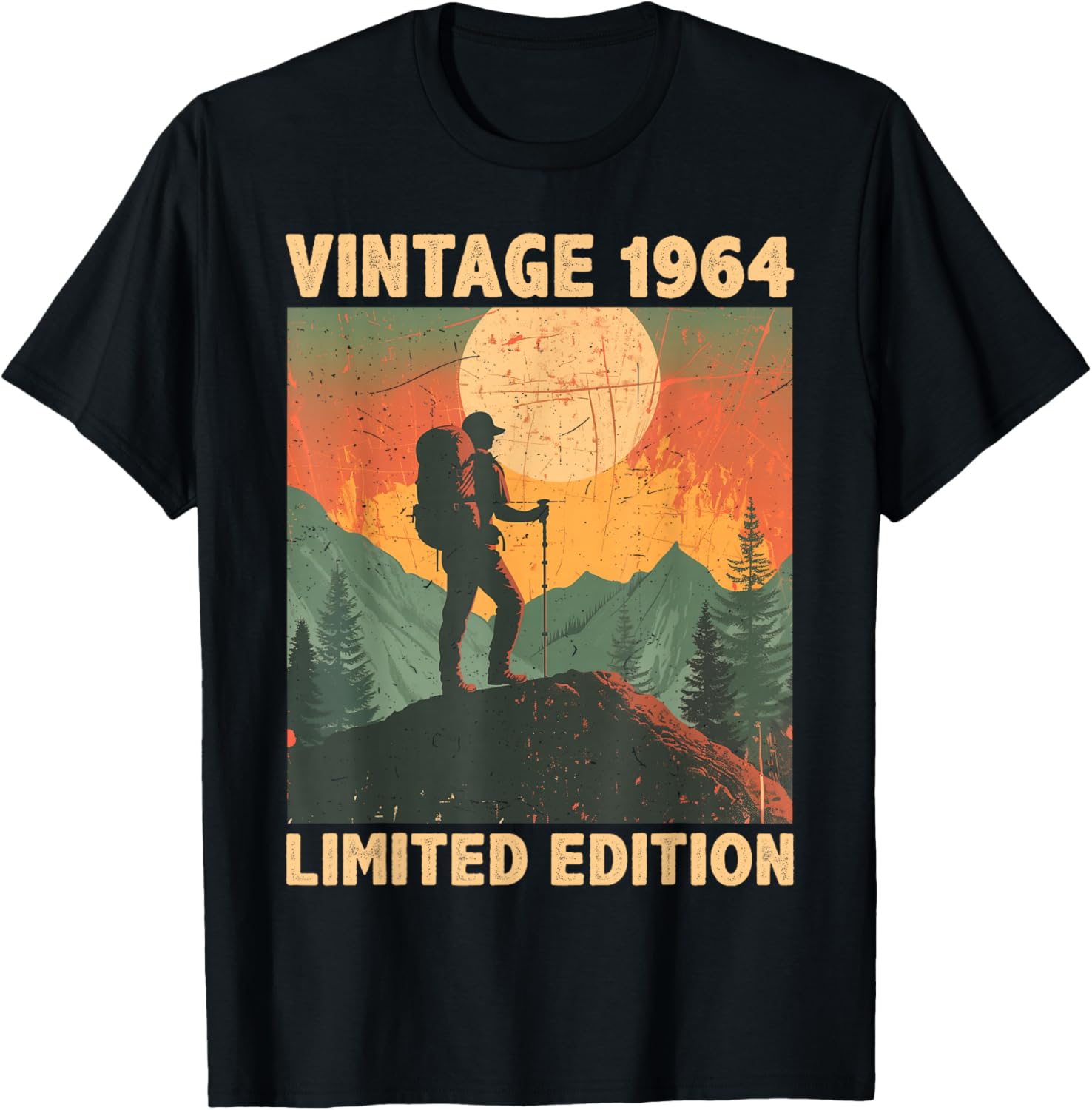 61 Years Old Gift Vintage 1965 Hiking Lover 61st Birthday T-Shirt - T-Shirt | Black