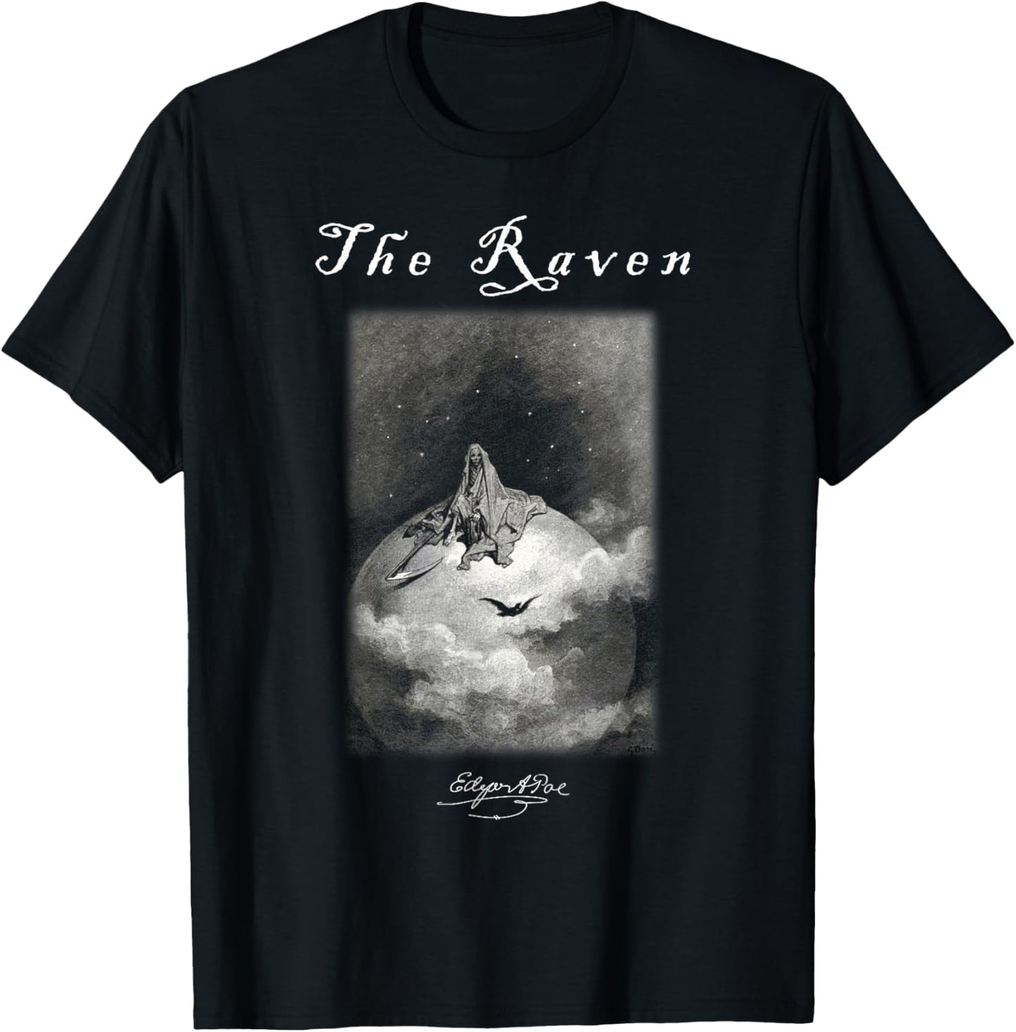 Gustave Dore The Raven 09 Edgar Allan Poe Art Metal Poem T-Shirt - T-Shirt | Black