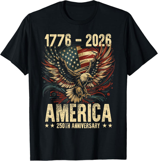 250th Anniversary 4th of Juli America USA 250 Years Birthday T-Shirt - T-Shirt | Black