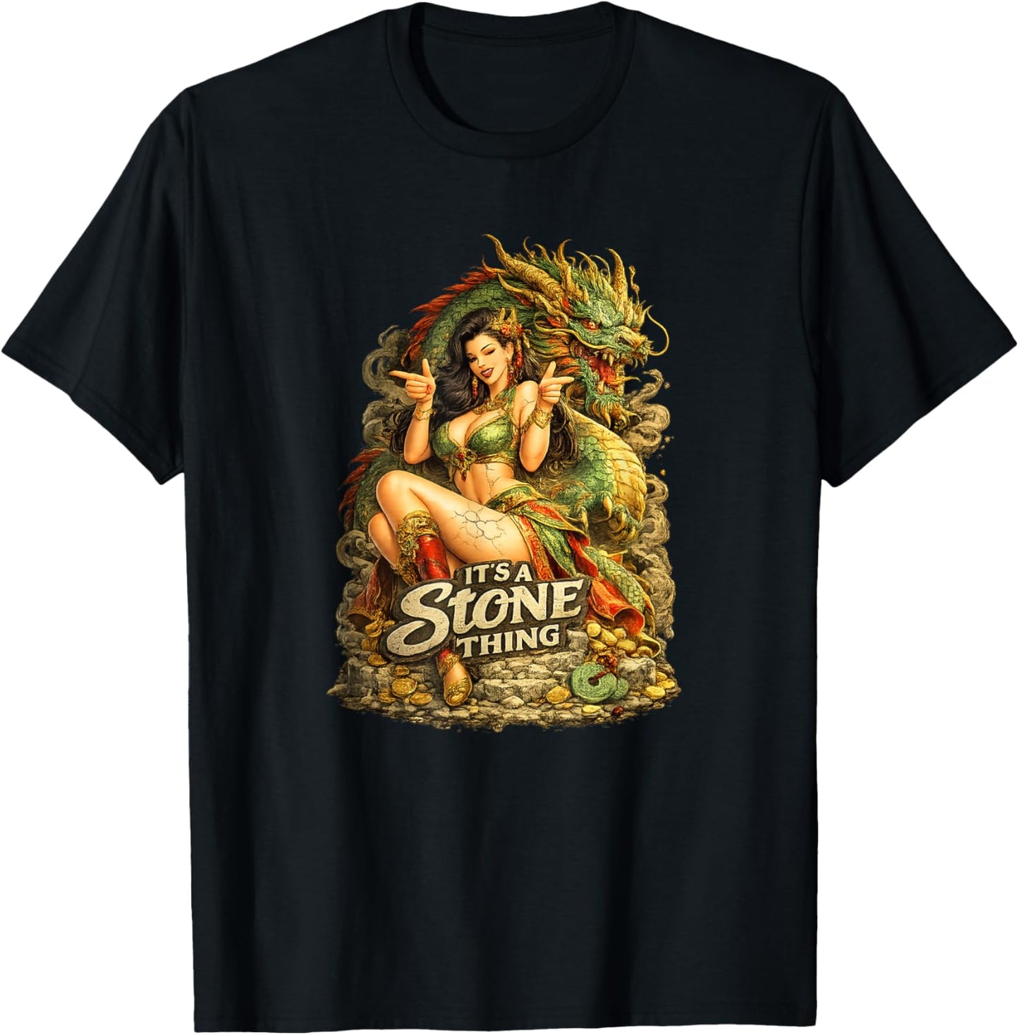 Luci Dragon Lady Pinup T-Shirt - T-Shirt | Black