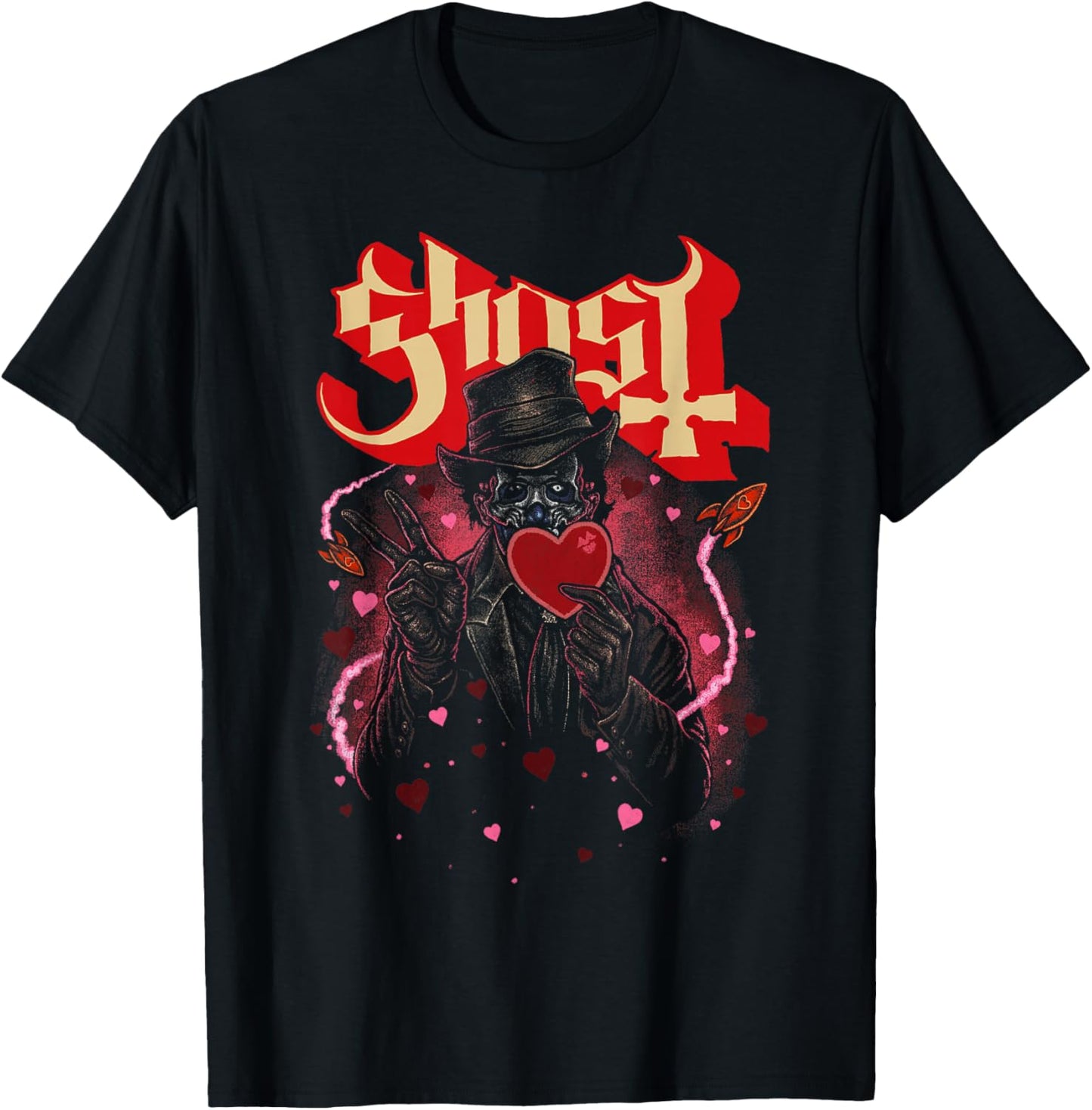 Ghost Valentine's with Rockets T-Shirt - T-Shirt | Black