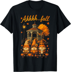 HUGvyn Ahhhh...Fall Season Pumpkin Gnome Autumn Thanksgiving T-Shirt - T-Shirt | Black