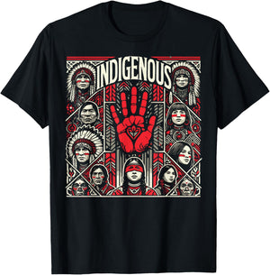 Native American Indigenous Red Hand Indian Blood Themed T-Shirt - T-Shirt | Black